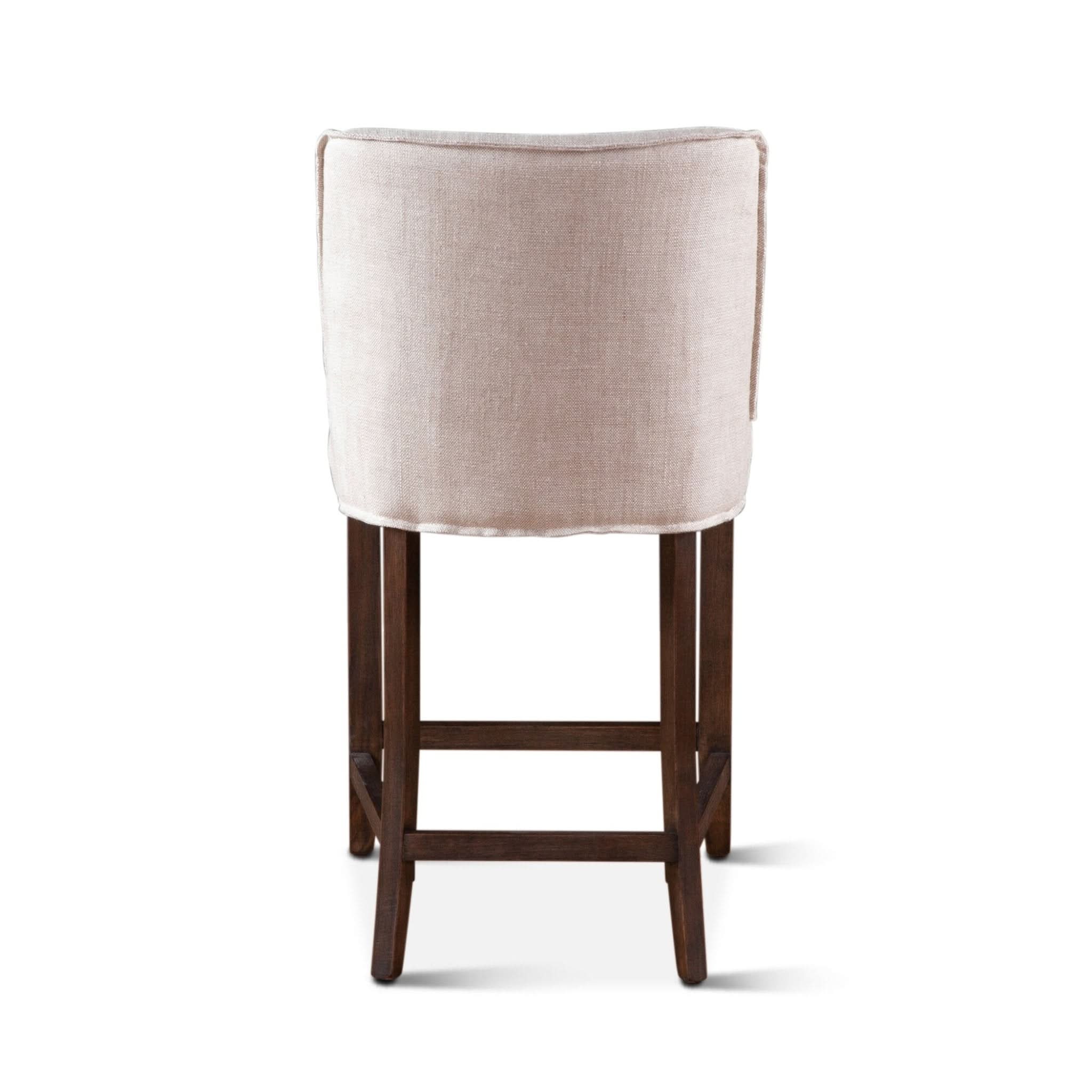 Avery Casual Linen Counter Chair with Dark Walnut Legs - Image 4