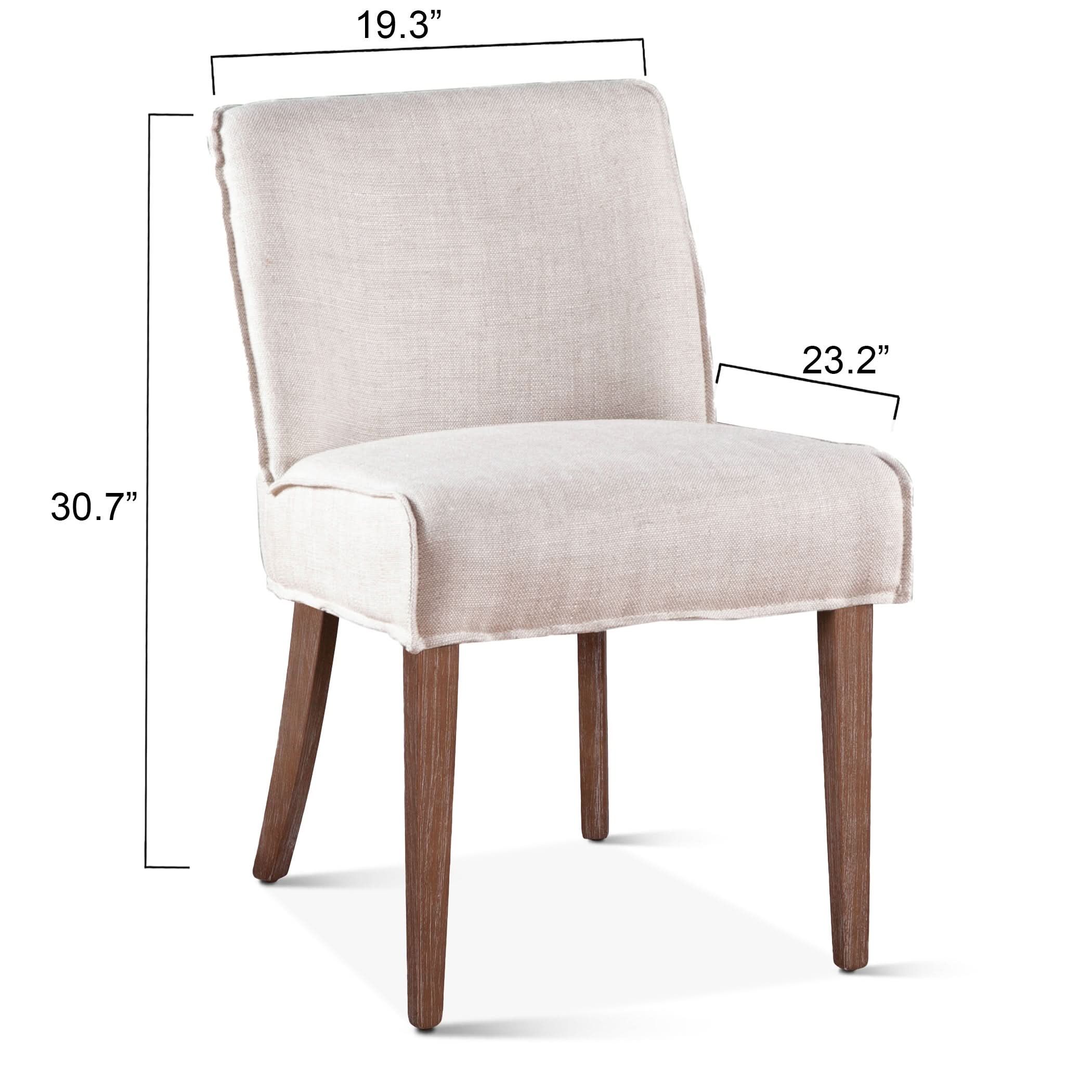 Avery Casual Off White Linen Dining Chair with Natural Legs - Image 5