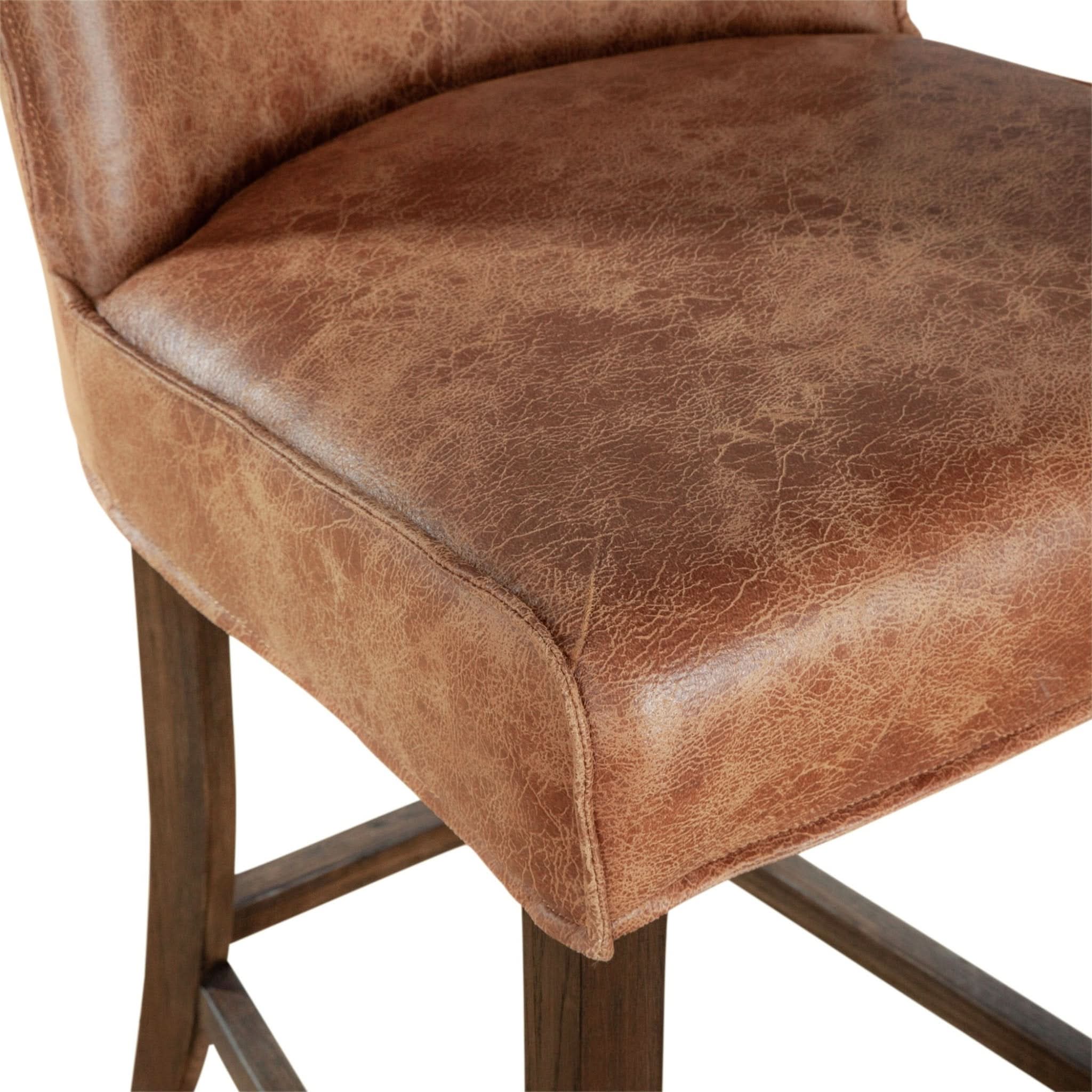 Avery Casual Vintage Tan Leather Counter Chair with Matte Brown Legs - Image 4