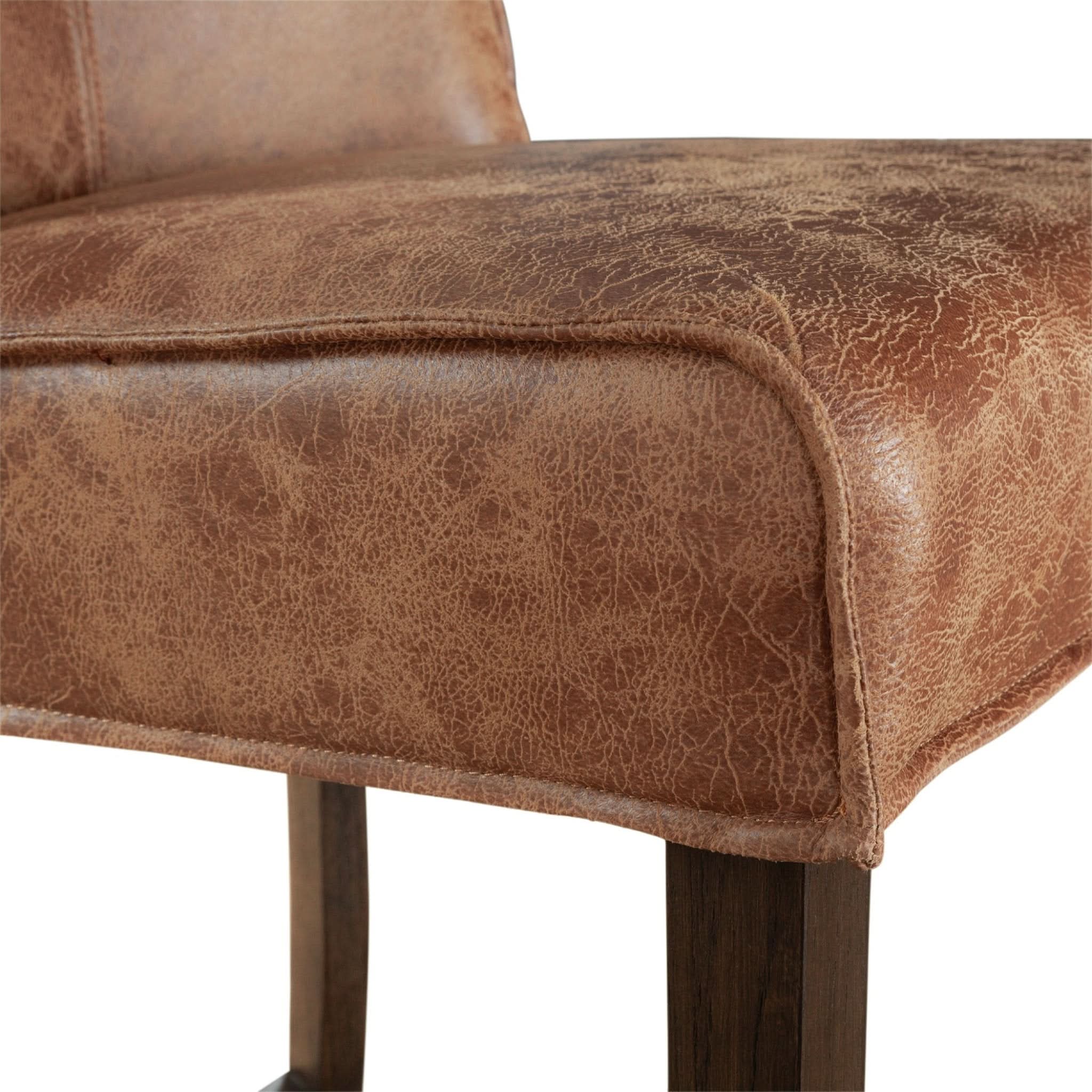 Avery Casual Vintage Tan Leather Counter Chair with Matte Brown Legs - Image 6