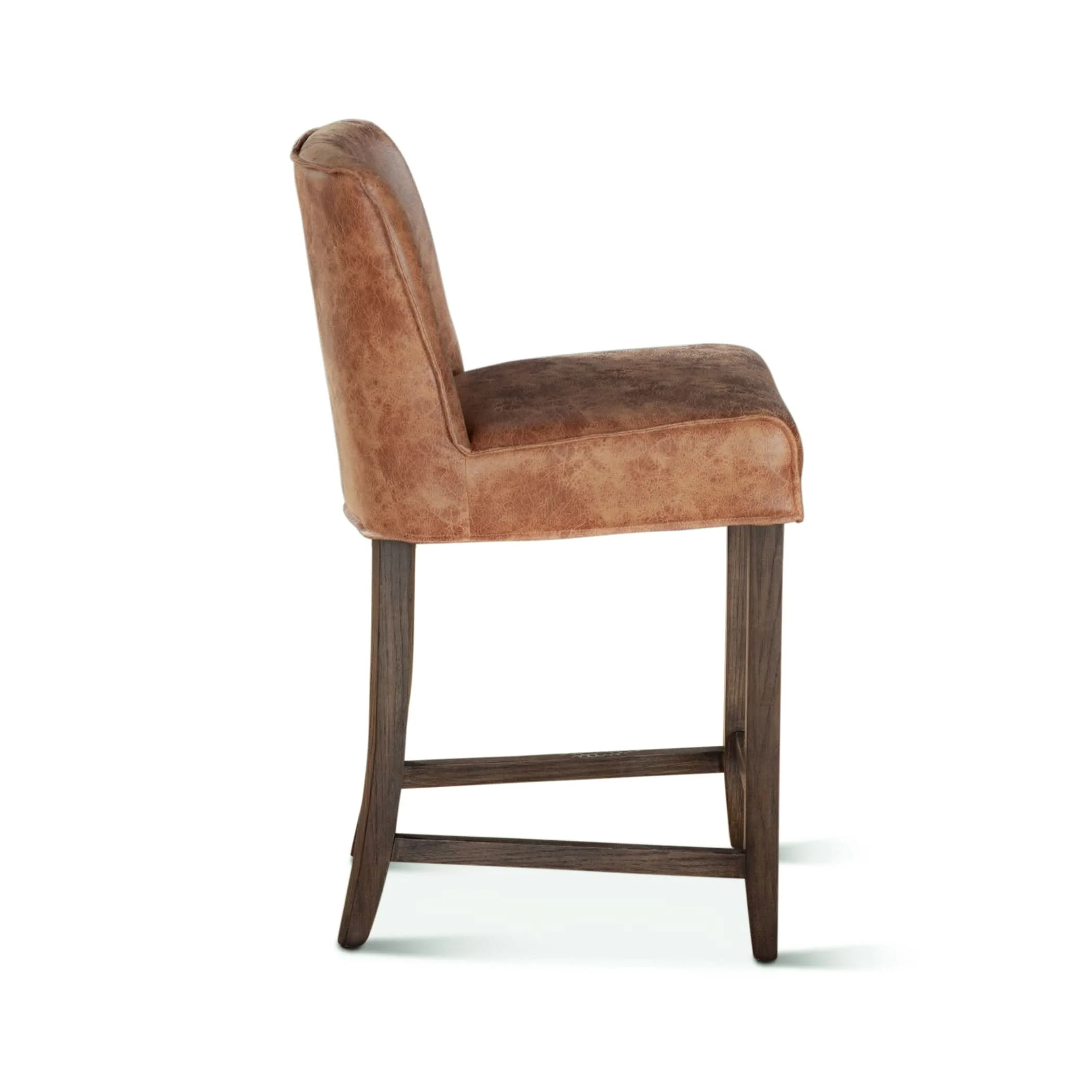 Avery Casual Vintage Tan Leather Counter Chair with Matte Brown Legs - Image 8