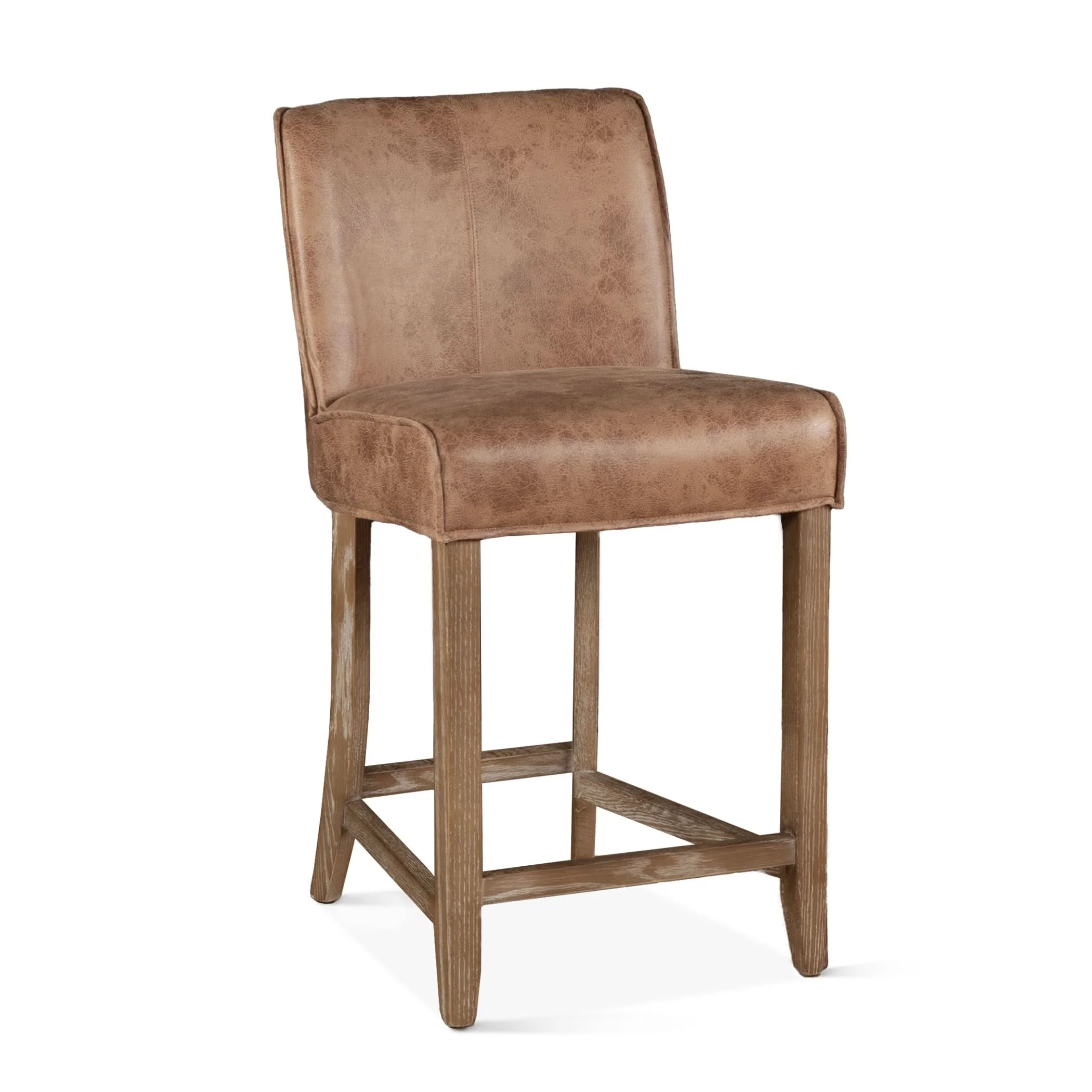 Avery Casual Vintage Tan Leather Counter Chair with Natural Legs