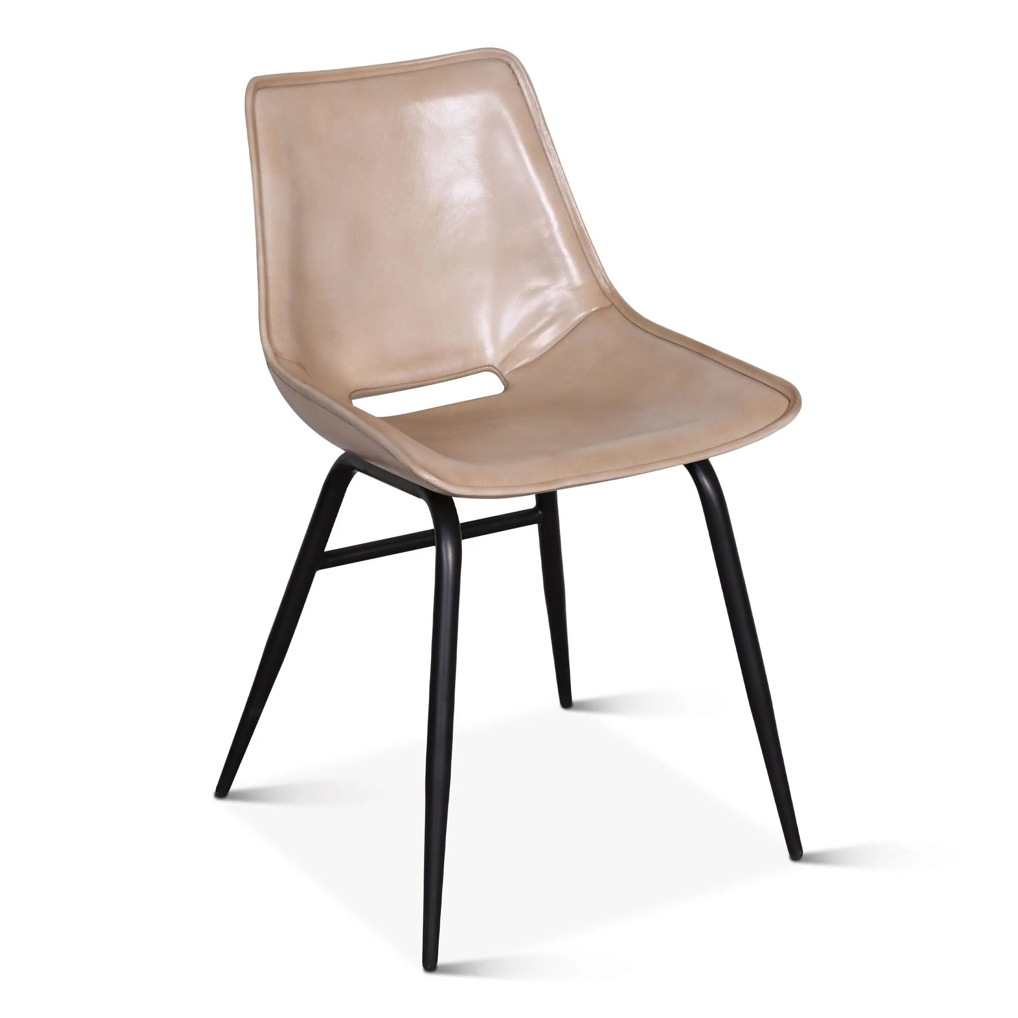 Brisbane Modern Open Back Hand Washed Leather Dining Chair - Image 2