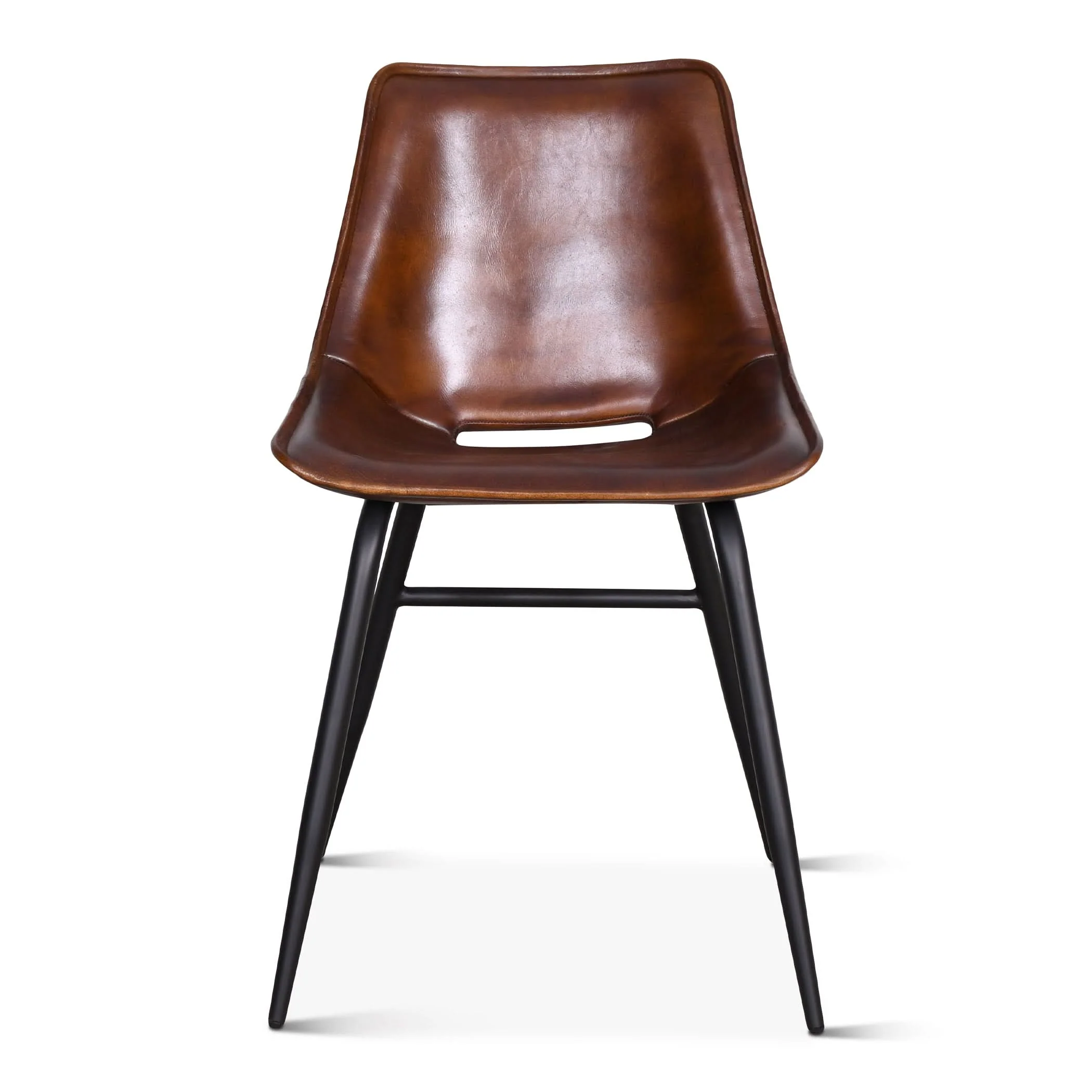 Brisbane Modern Open Back Hand Washed Leather Dining Chair - Image 6