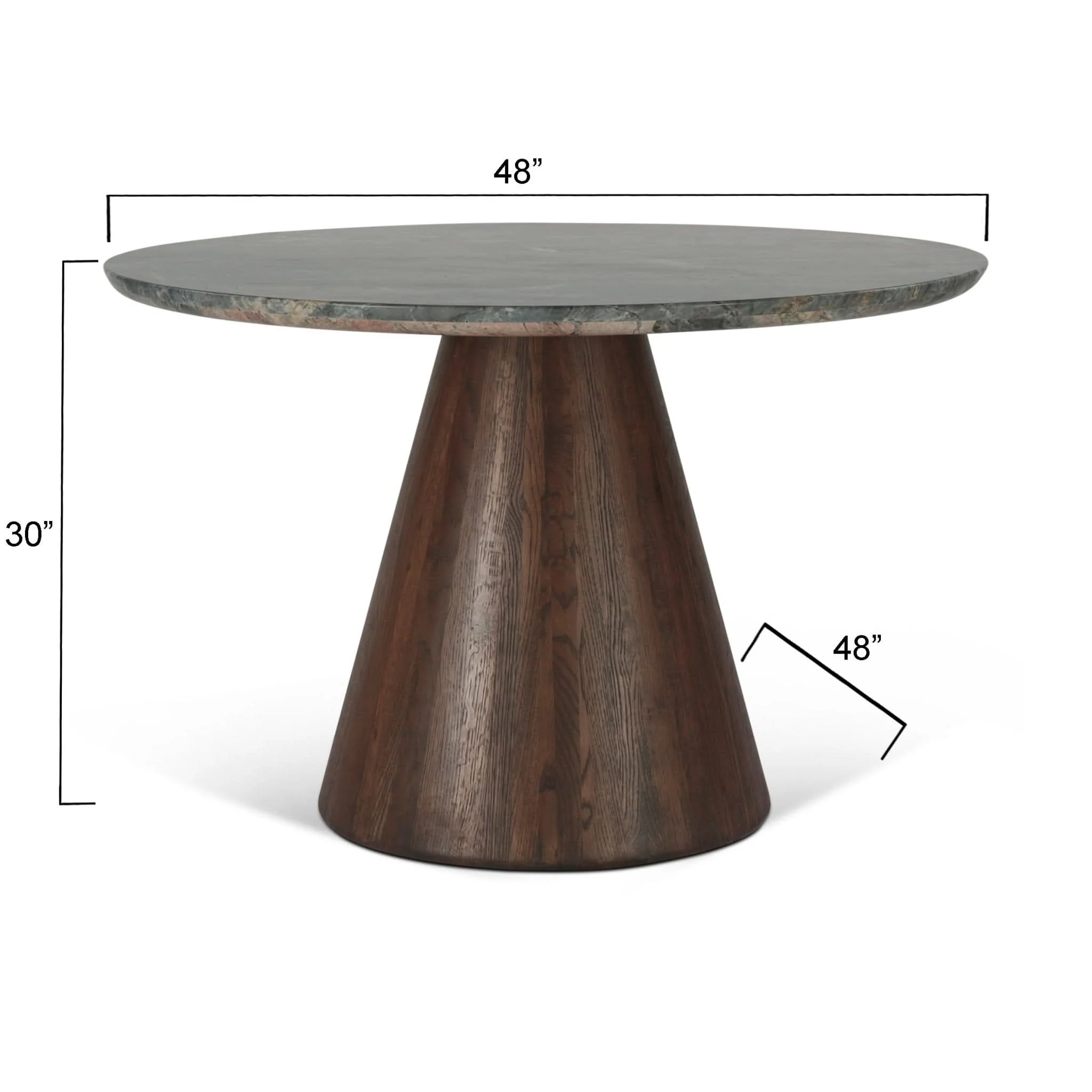 Caldera 48" Lava Marble Dining Table with Dark Oak Base - Image 2