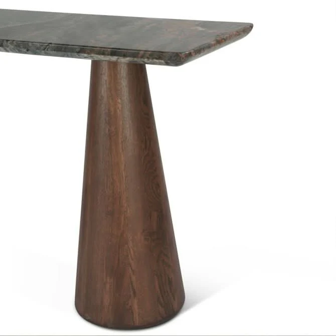Caldera Lava Marble Console Table with Dark Oak Base - Image 3