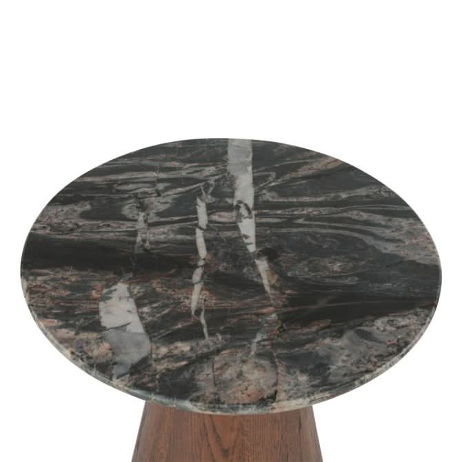 Caldera Lava Marble Side Table with Dark Oak Base - Image 2