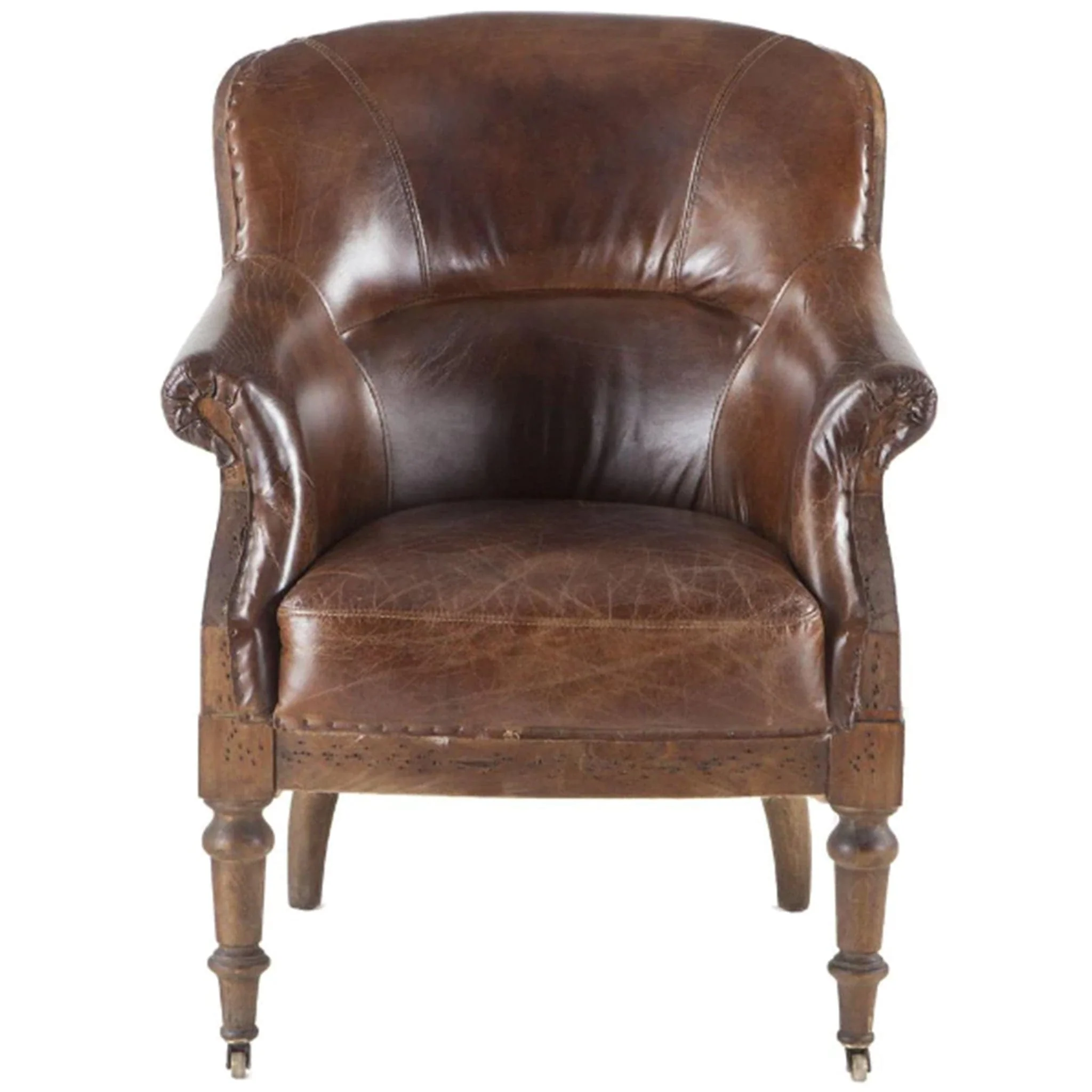 Charles Leather Rolled Armchair - Image 2