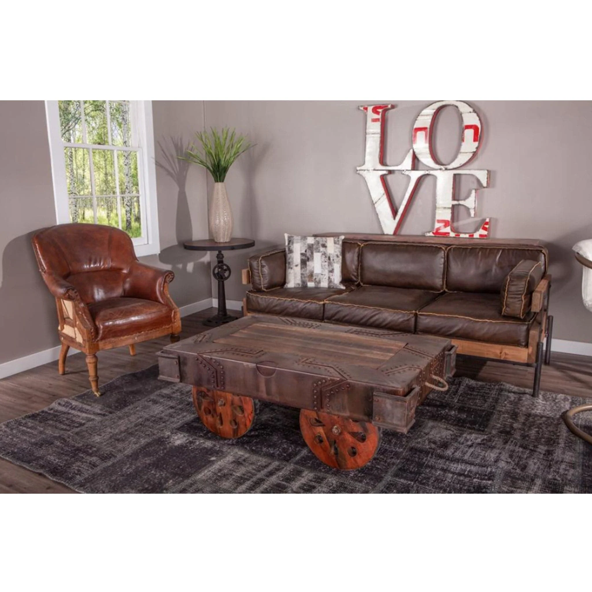 Charles Leather Rolled Armchair - Image 3