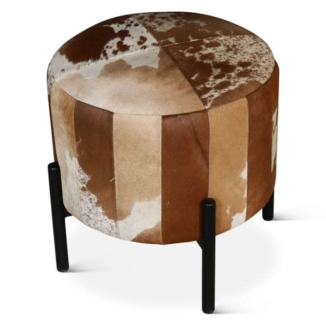 Charleston Brown Cowhide Stool - Image 2