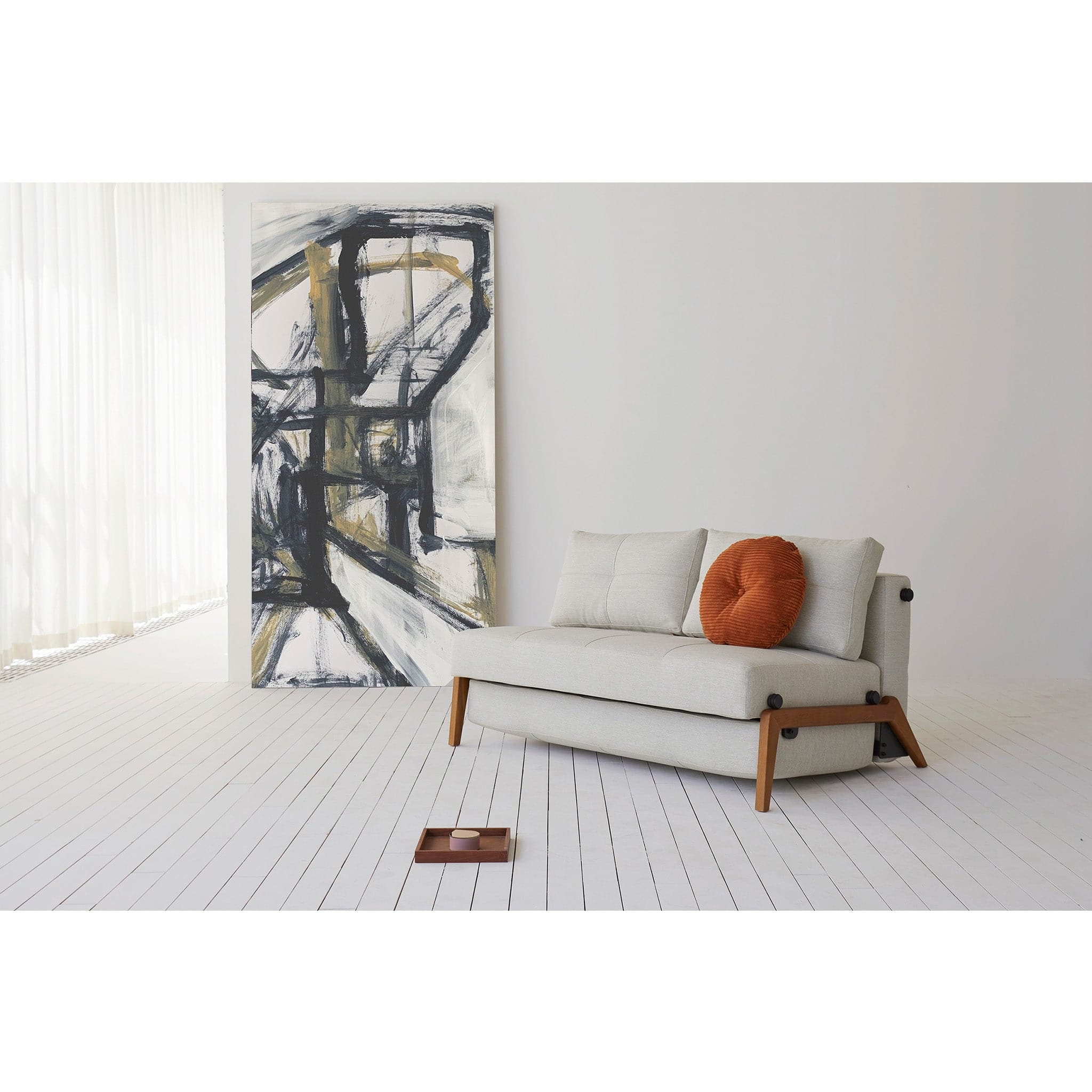 Cubed Full Size Sofa Bed With Dark Wood Legs - Image 4