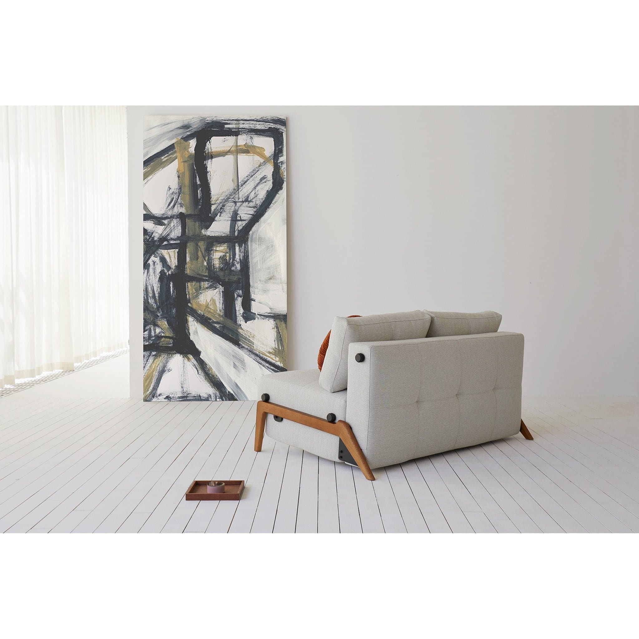 Cubed Full Size Sofa Bed With Dark Wood Legs - Image 5