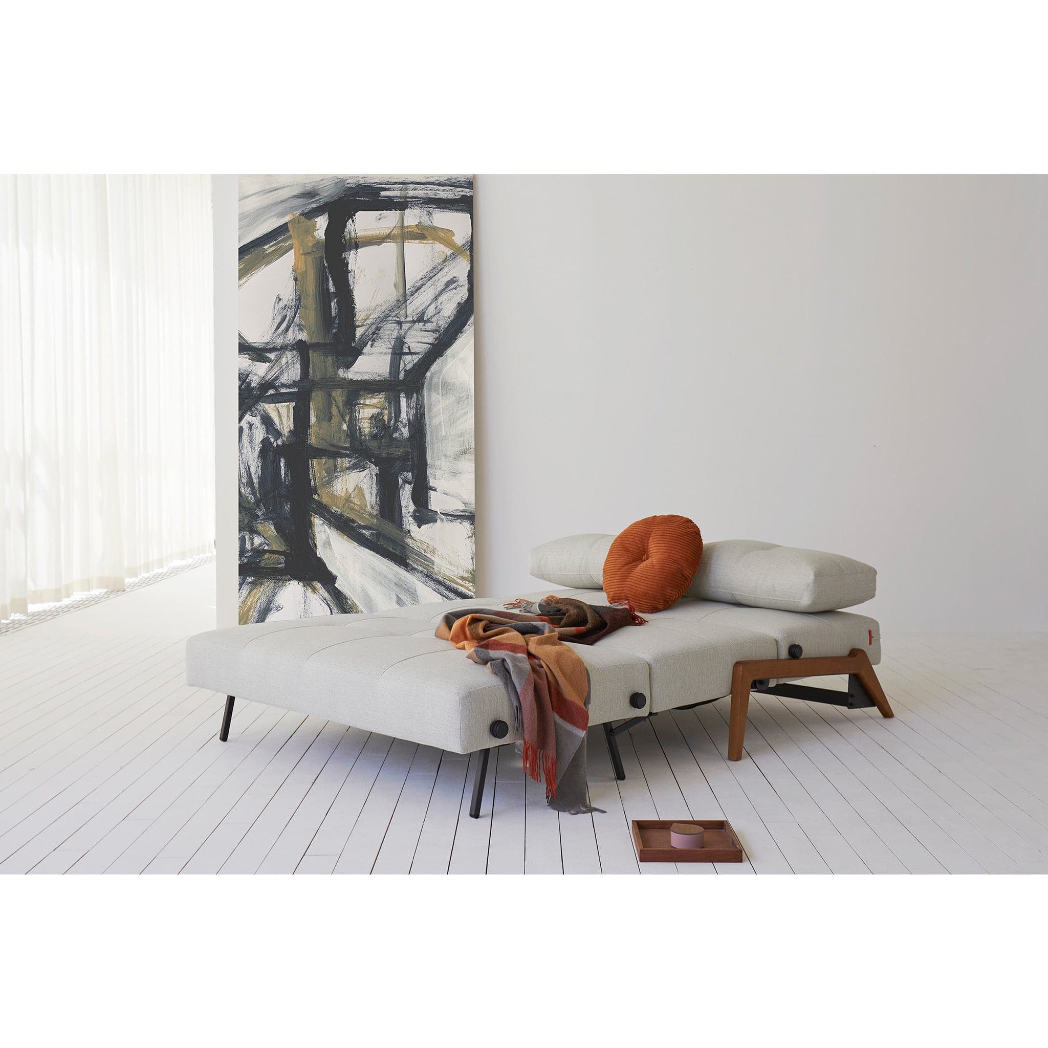 Cubed Full Size Sofa Bed With Dark Wood Legs - Image 6
