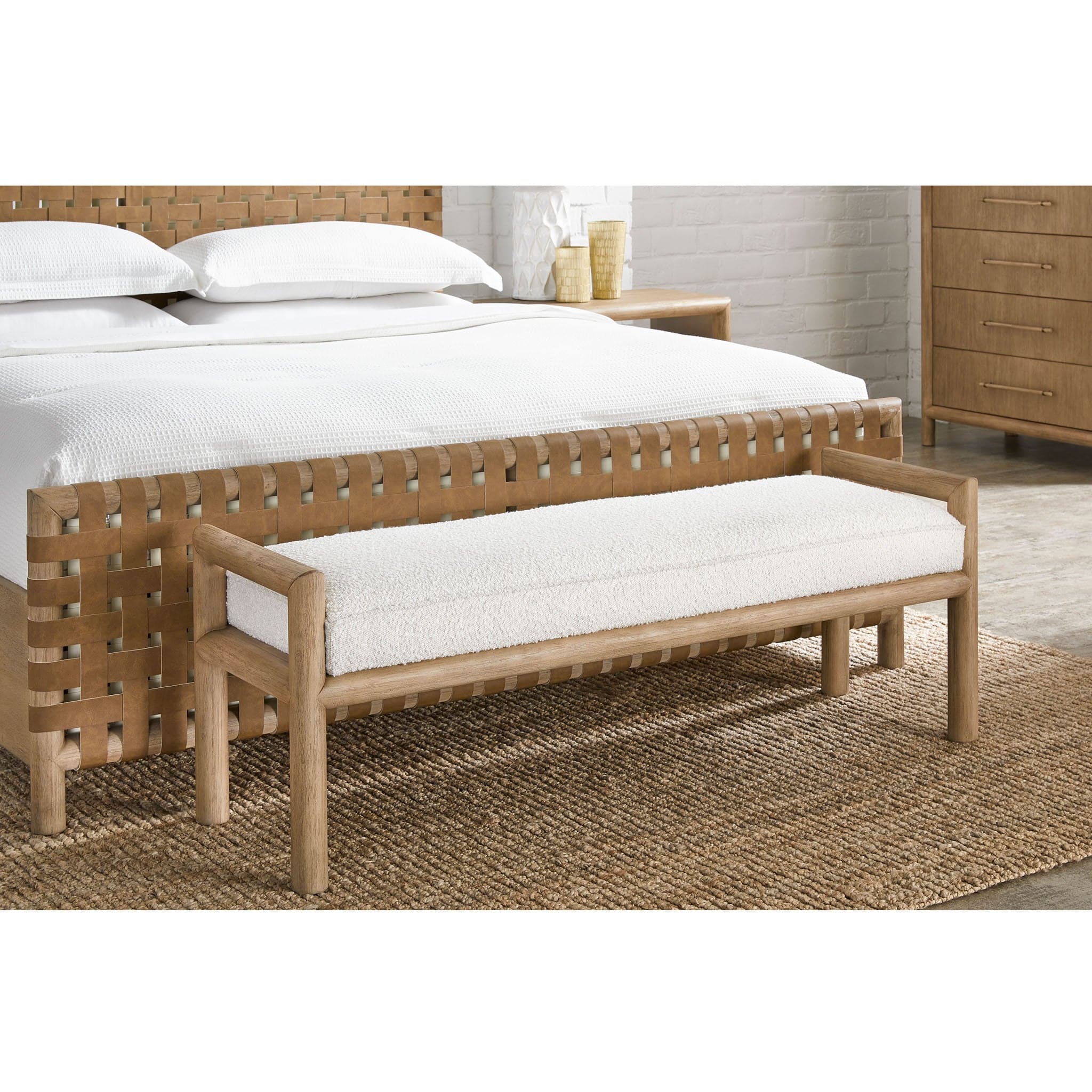 Dorsey Boucle Upholstered Bench - Image 3