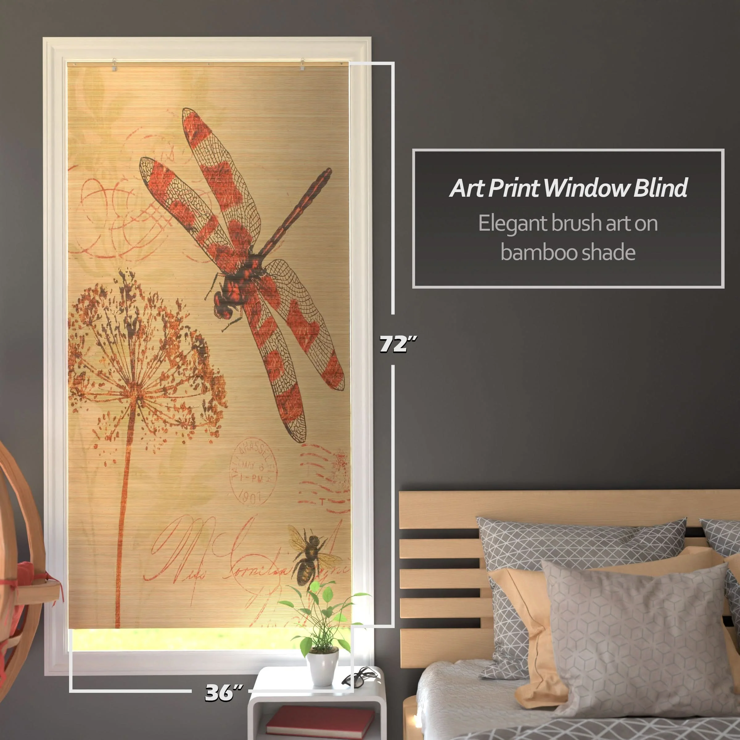 Dragonfly Bamboo Window Shade Blind - Image 4