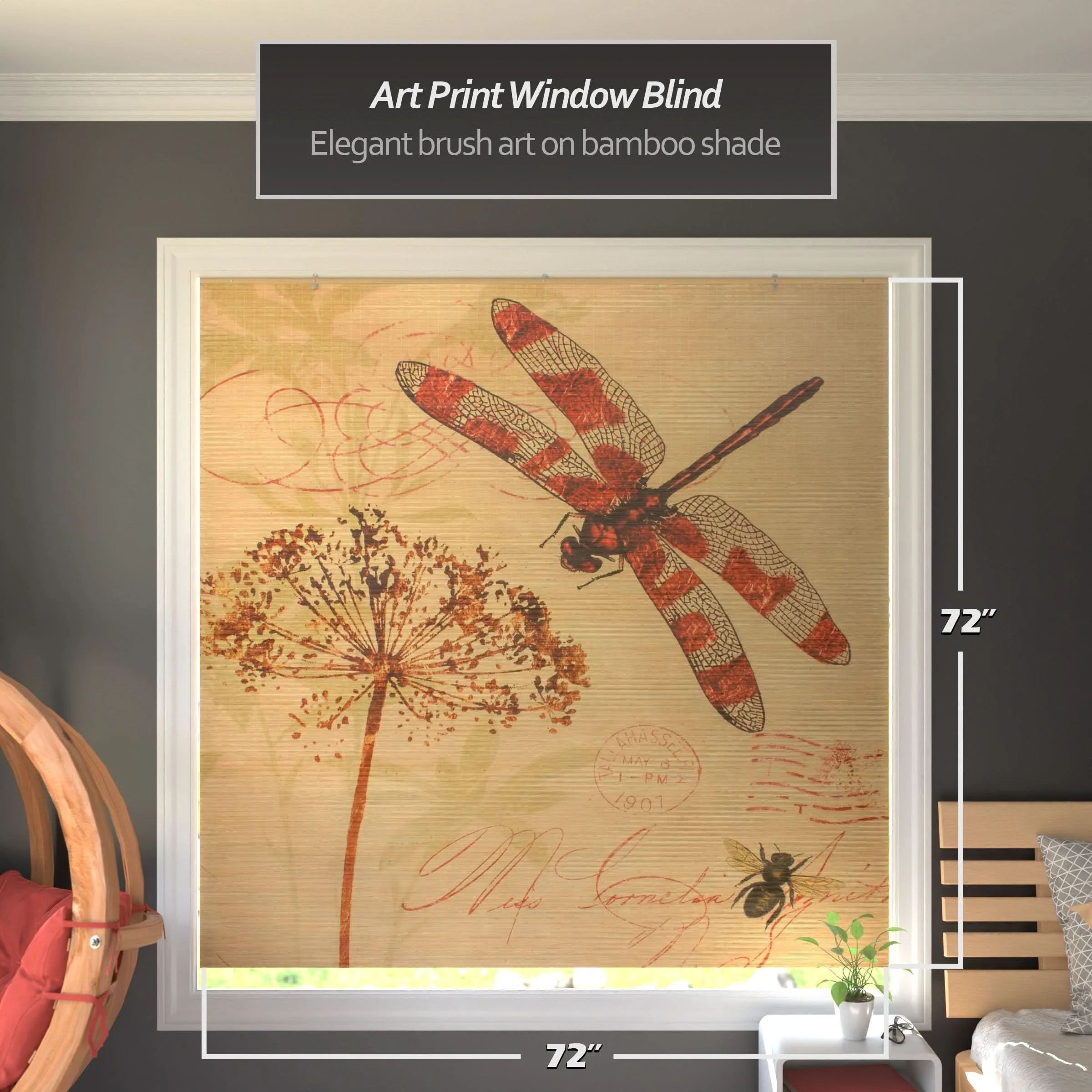 Dragonfly Bamboo Window Shade Blind - Image 8