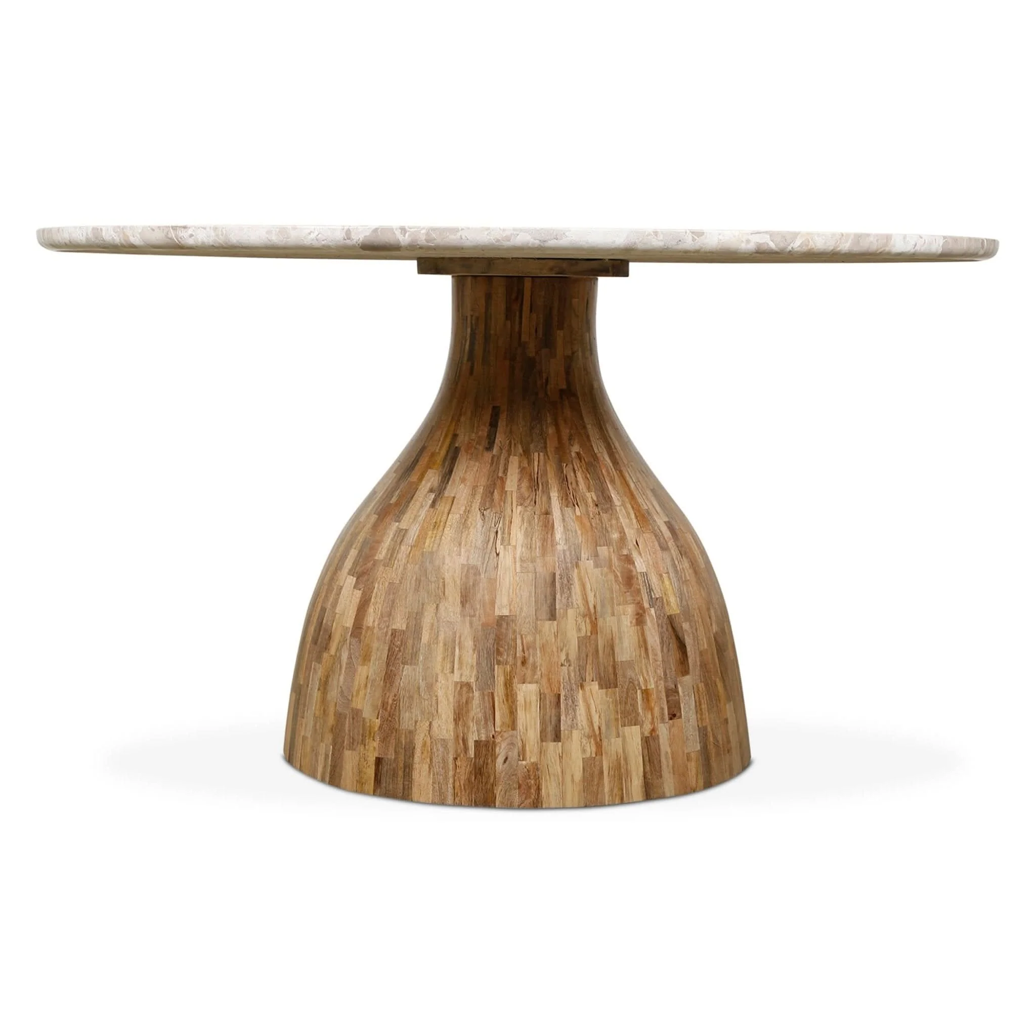 Fargo Round Dining Table with Capri Beige Marble and Natural Base - Image 2