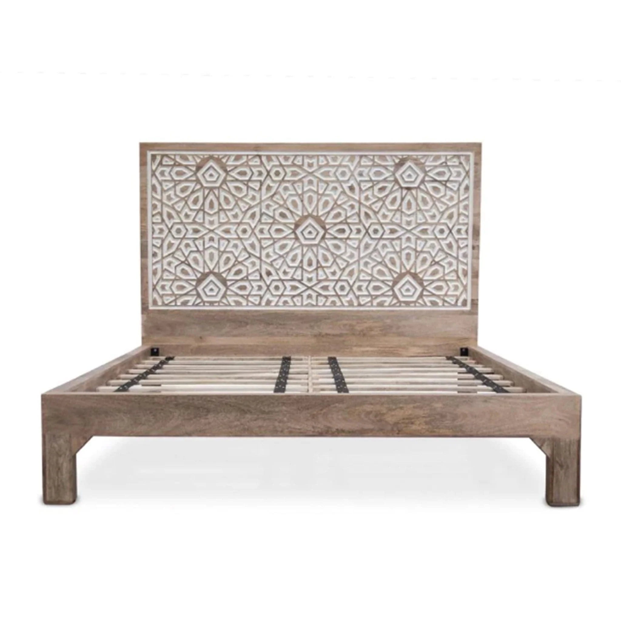 Haveli Geometric Carved Platform Bed - Image 2
