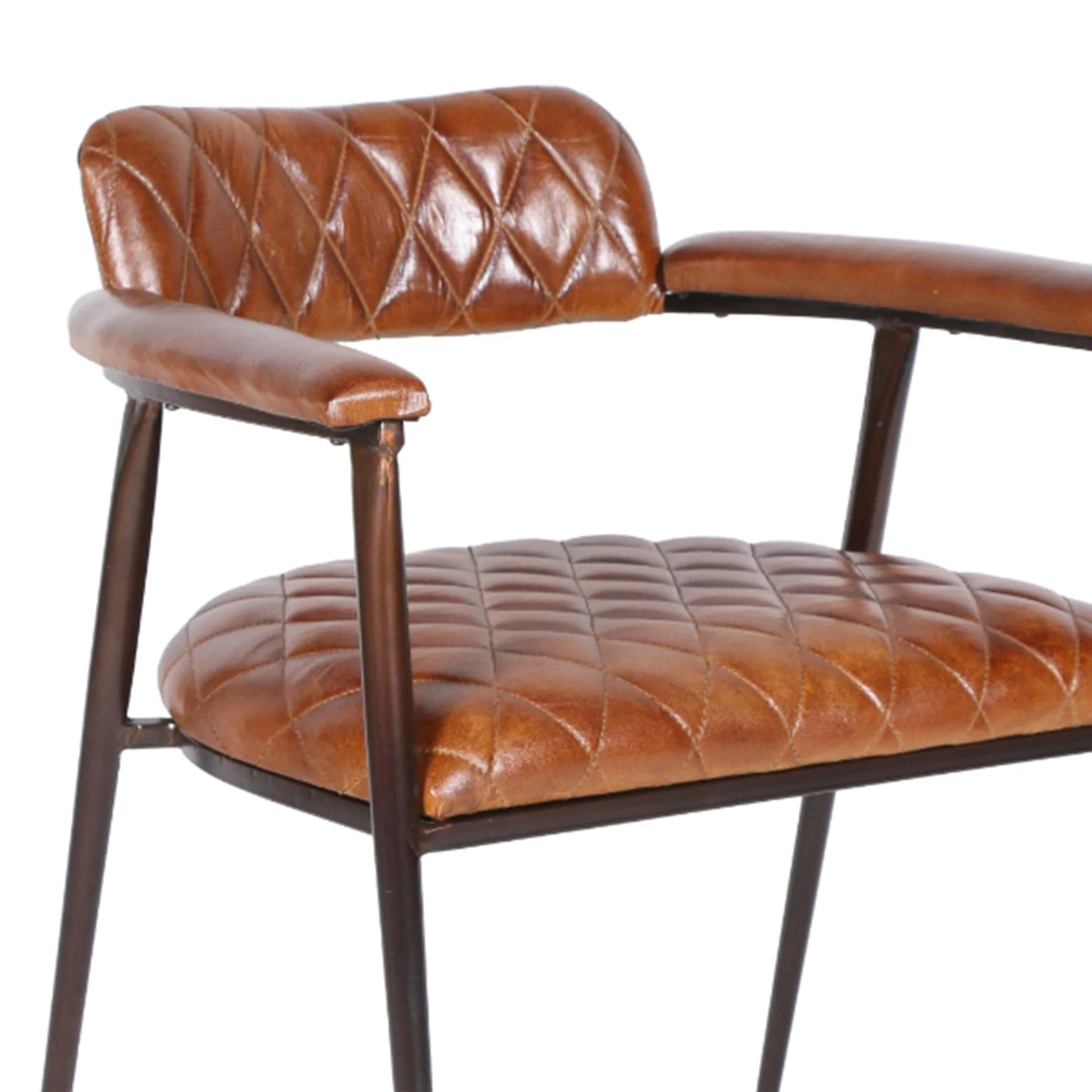 Hudson Diamond Stitched Leather Armchair - Image 3