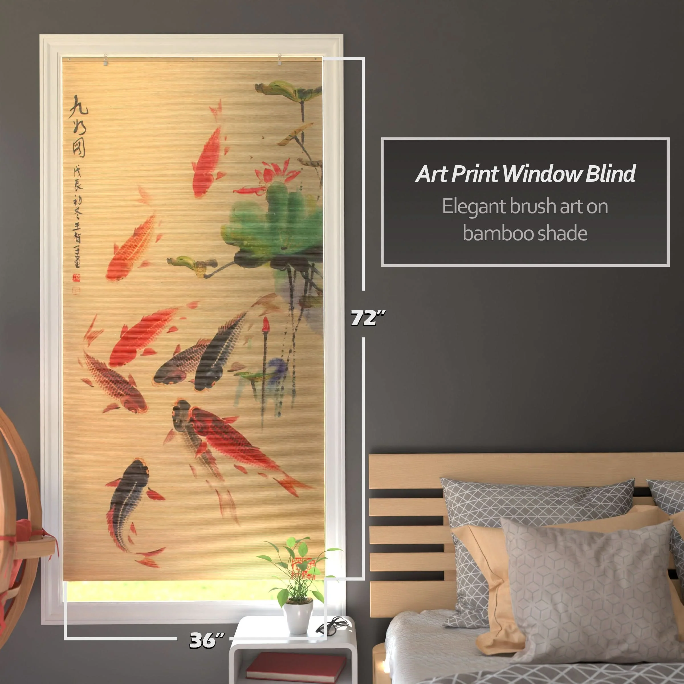 Koi Pond Bamboo Window Shade Blind - Image 4
