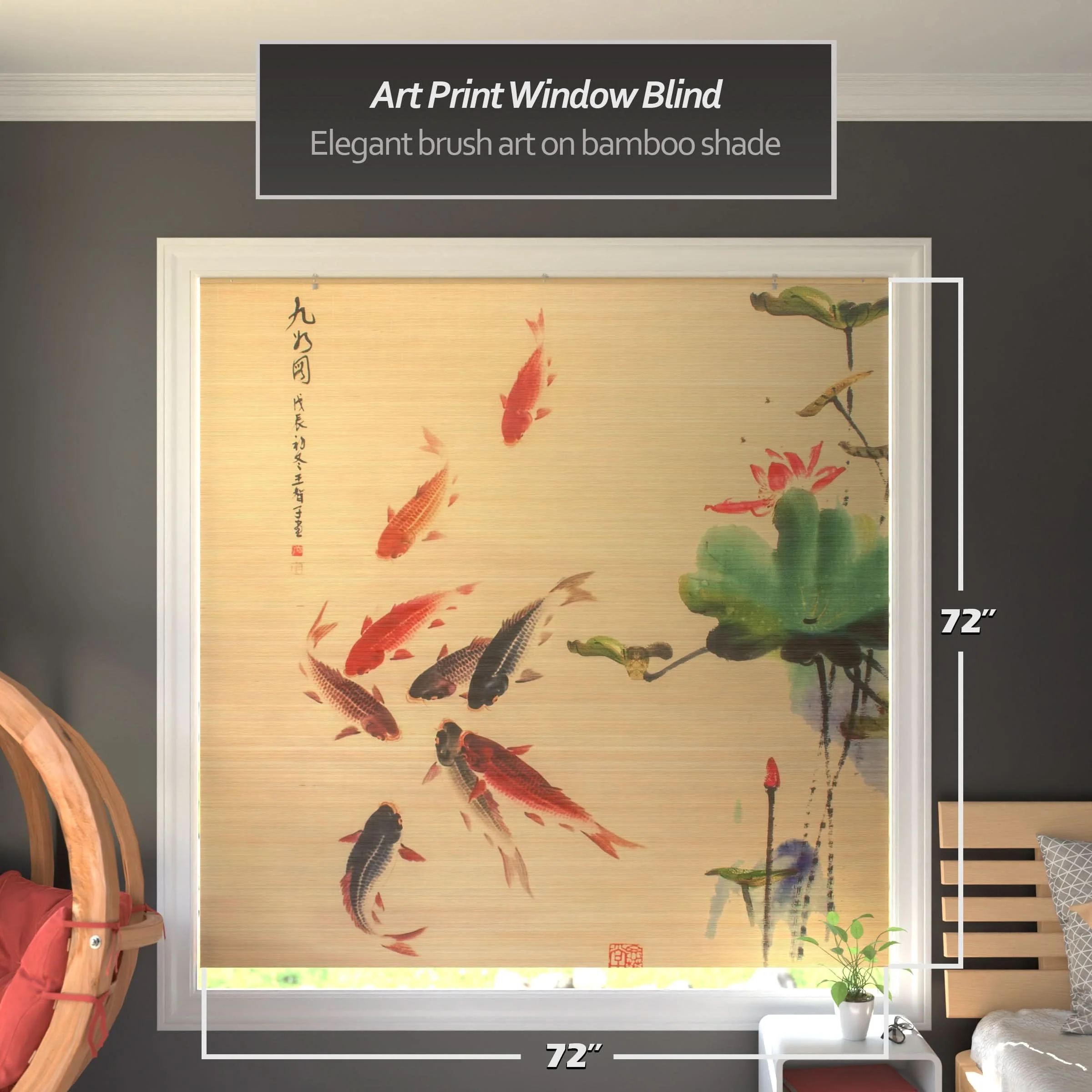 Koi Pond Bamboo Window Shade Blind - Image 8