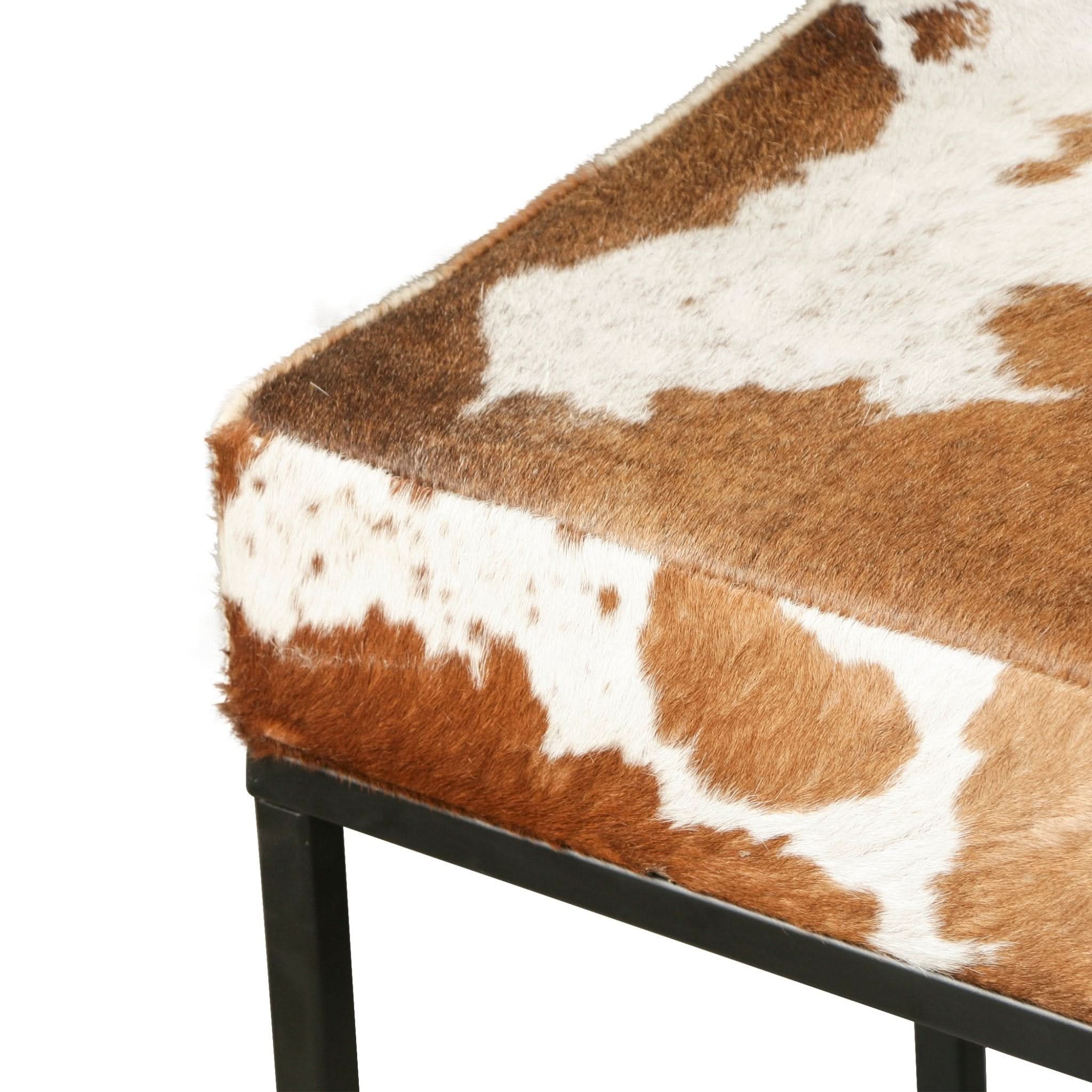 Melbourne Iron and Brown Cowhide Leather Bench - Image 5