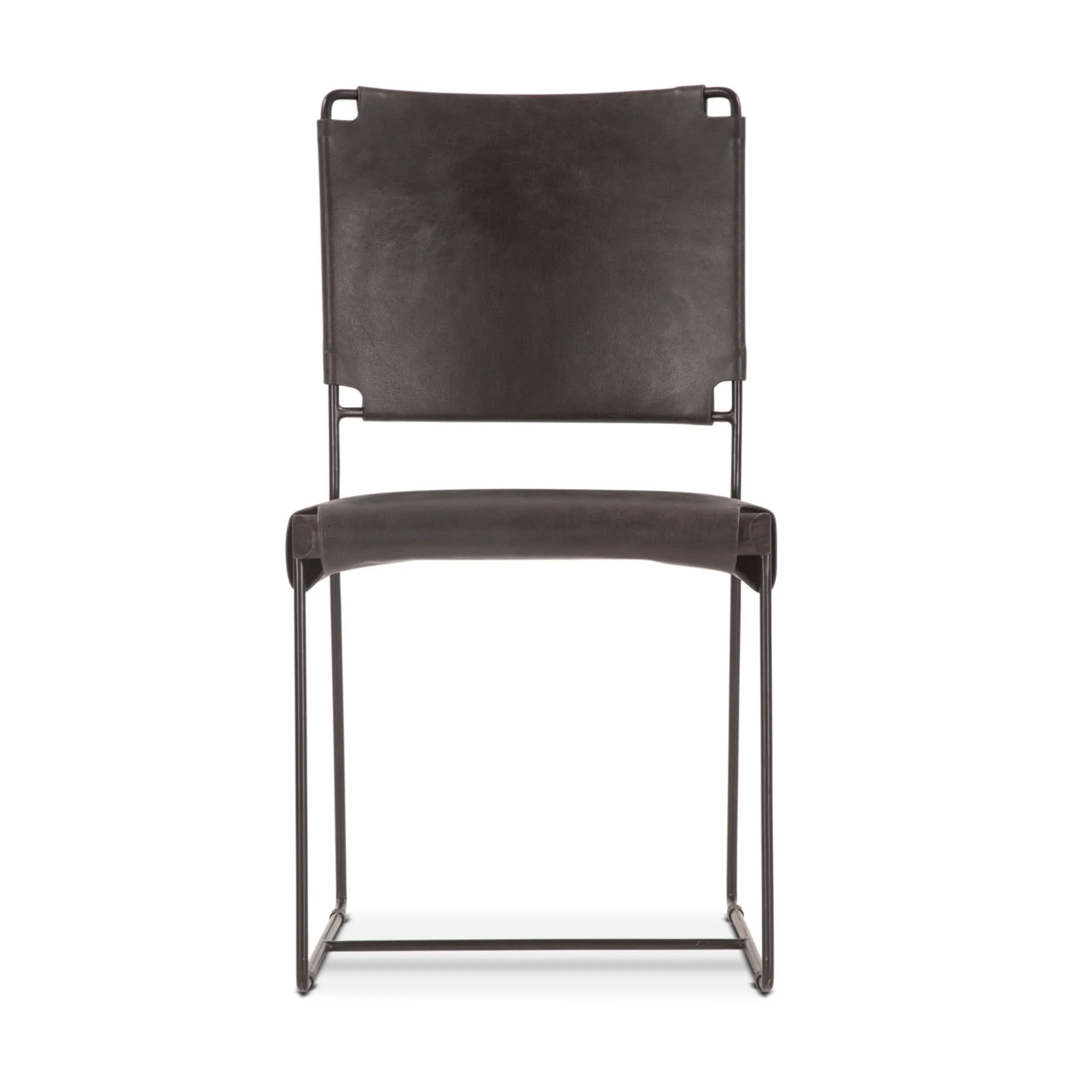 Melbourne Black Leather and Iron Dining Chair - Image 2