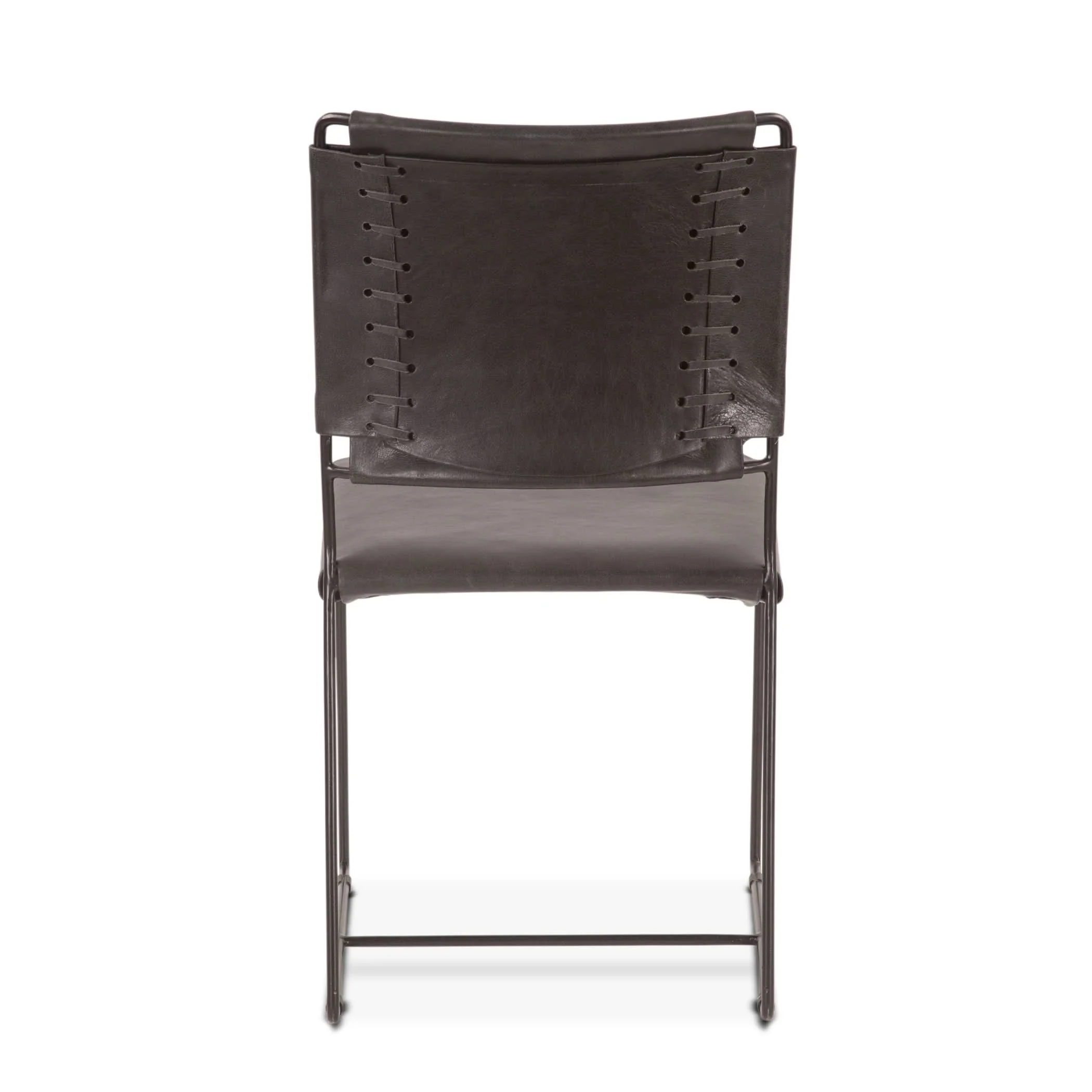 Melbourne Black Leather and Iron Dining Chair - Image 3