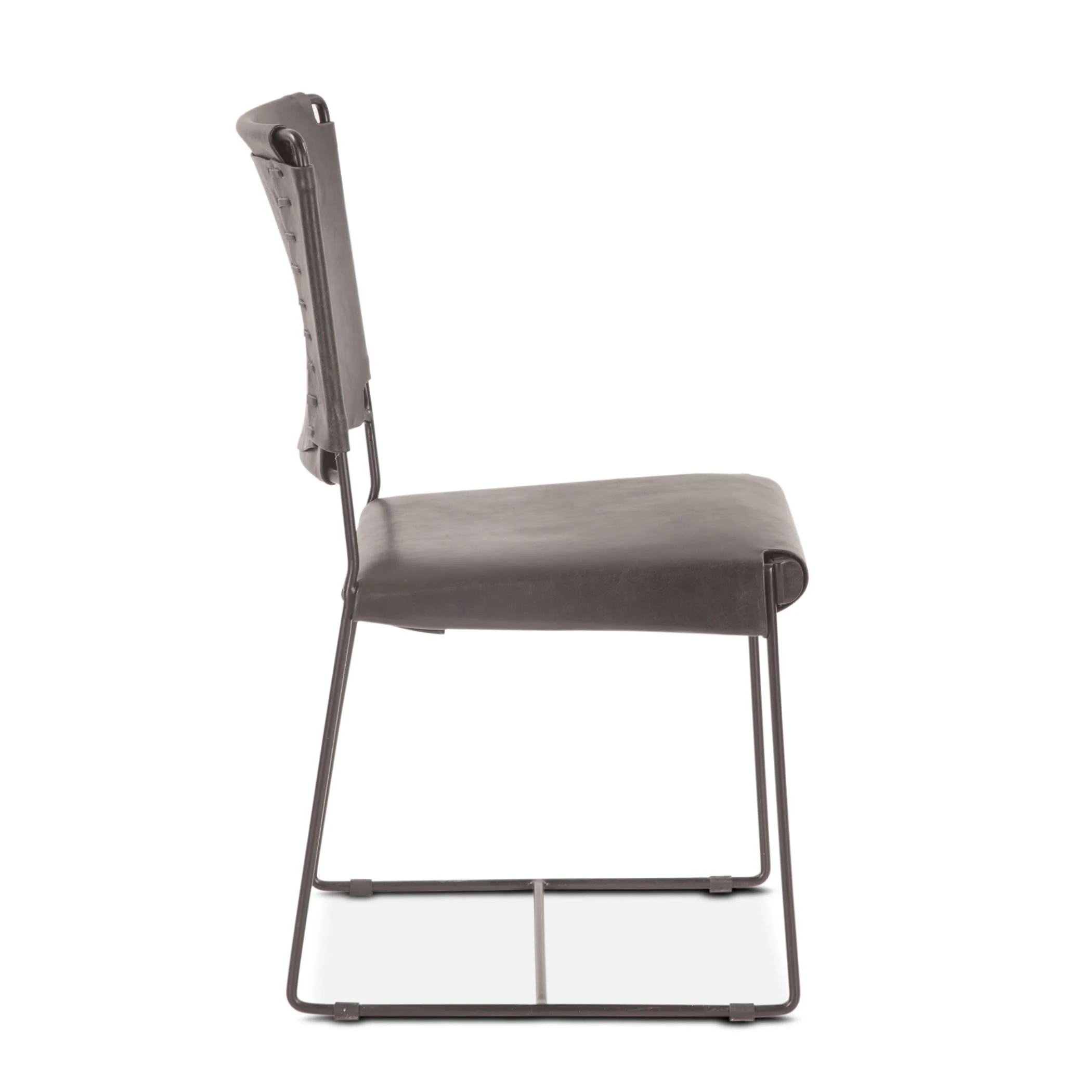 Melbourne Black Leather and Iron Dining Chair - Image 4