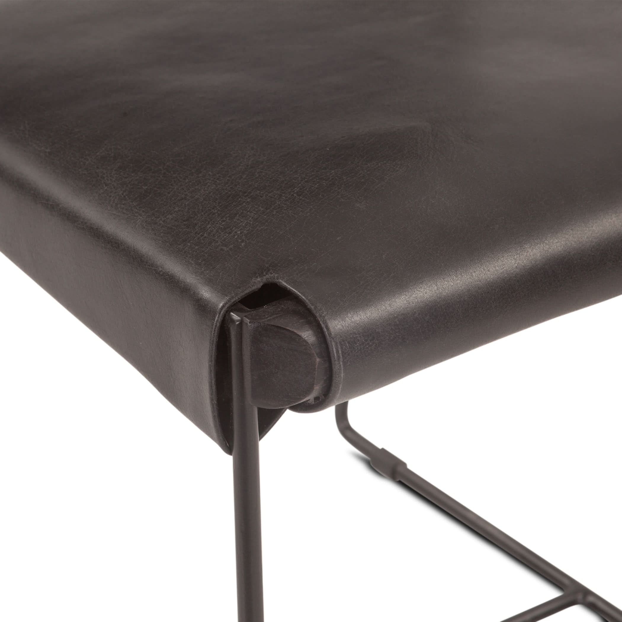 Melbourne Black Leather and Iron Dining Chair - Image 5