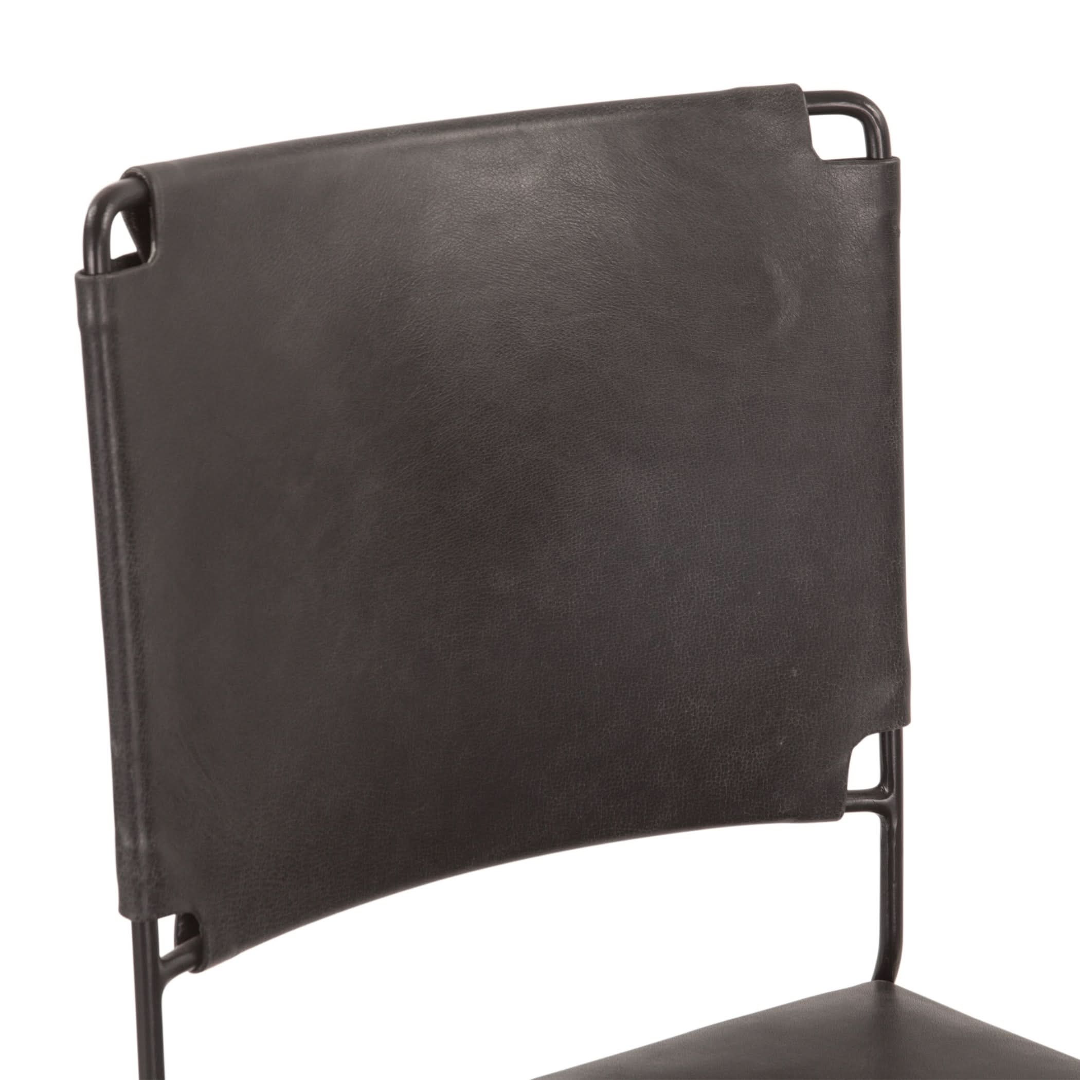 Melbourne Black Leather and Iron Dining Chair - Image 6