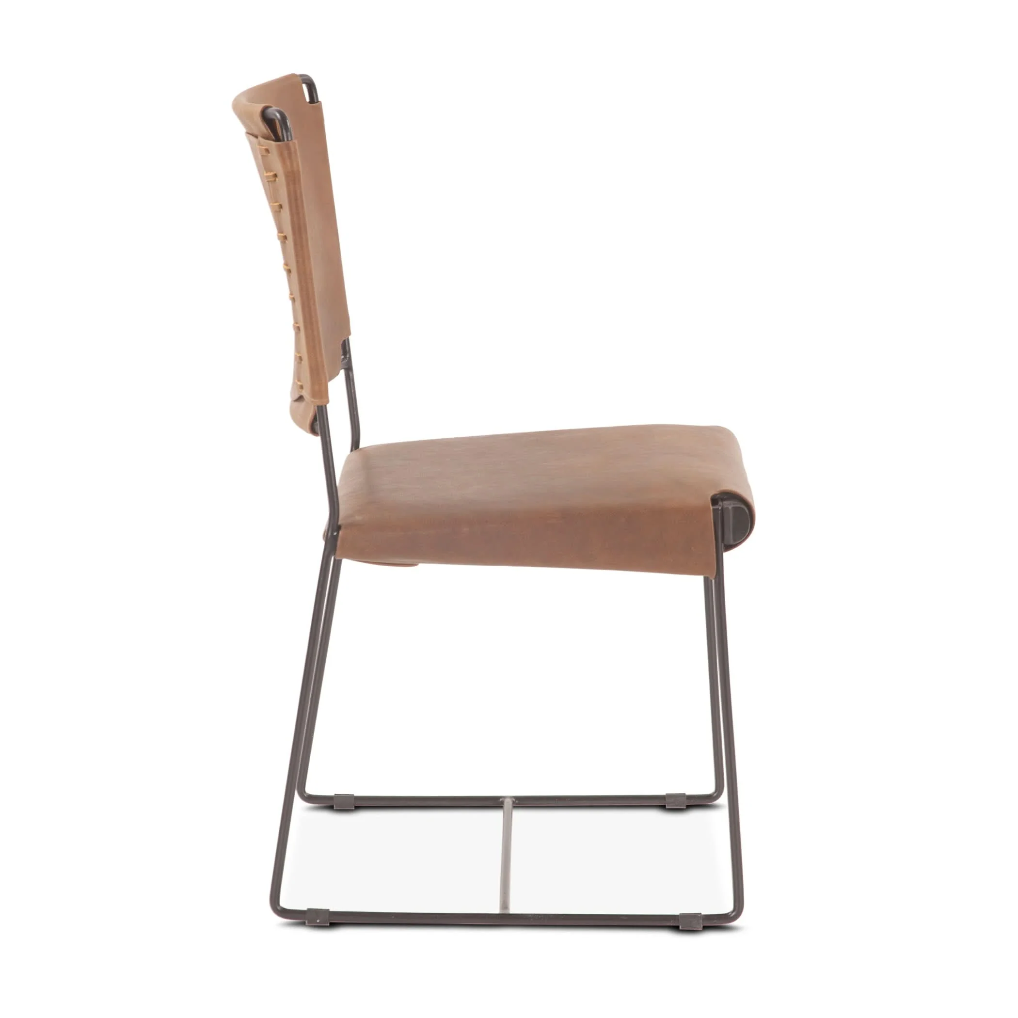 Melbourne Brown Leather and Iron Dining Chair - Image 3