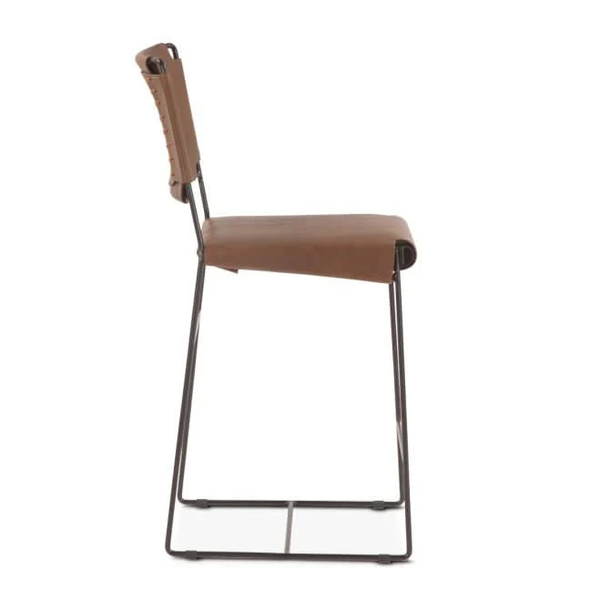 Melbourne Buffalo Leather and Iron Counter Chair - Image 7