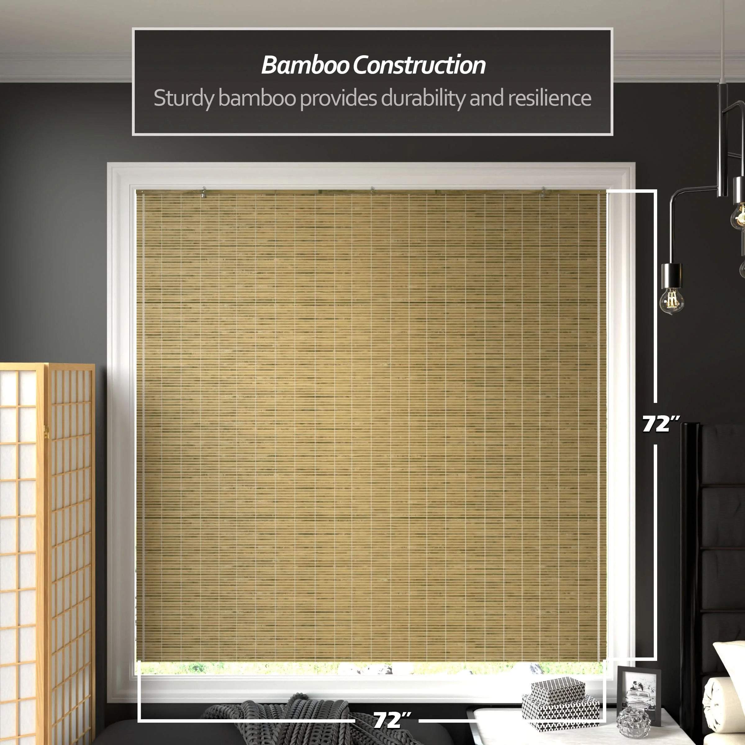 Natural Burnt Bamboo Cordless Window Shade - Image 23