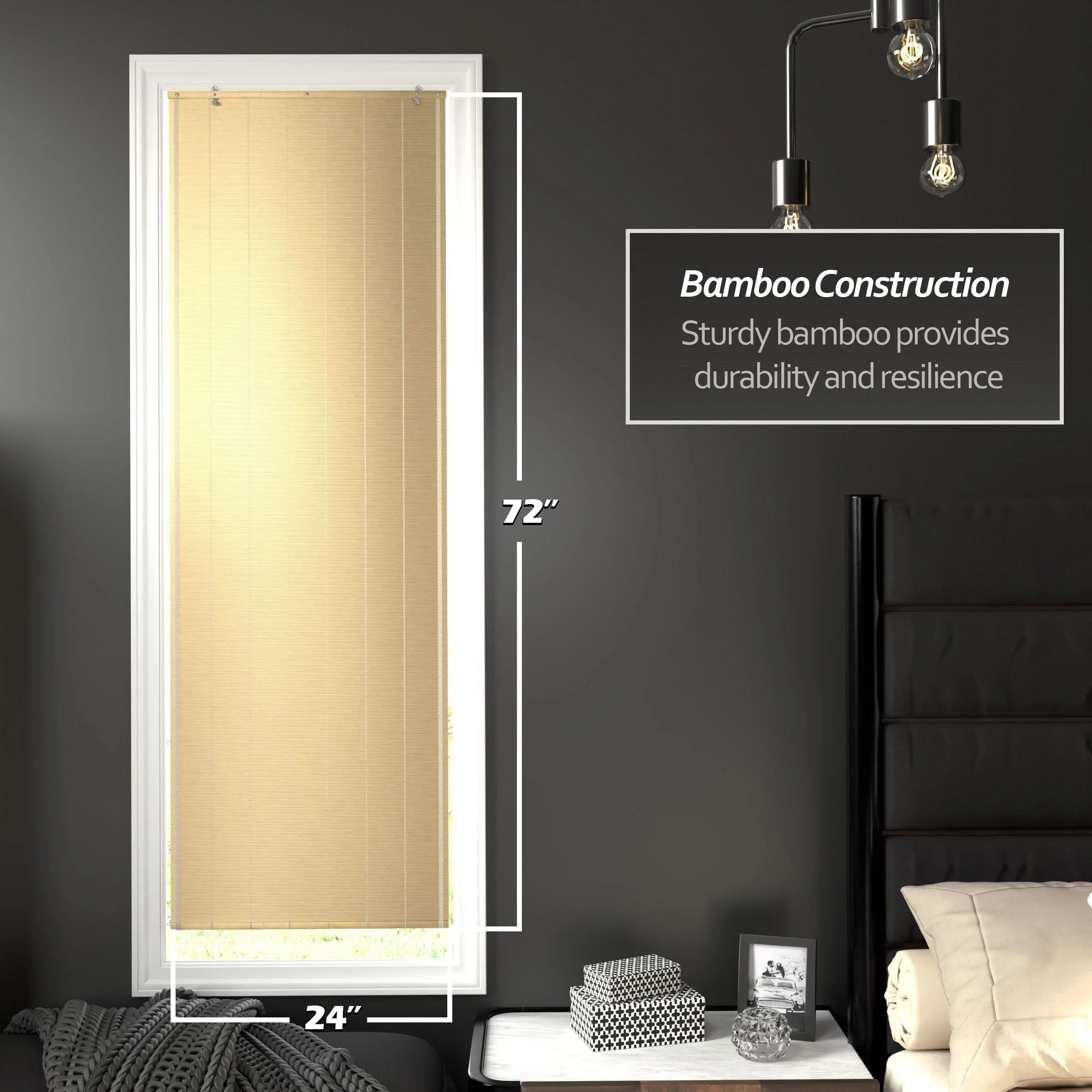 Natural Matchstick Cordless Bamboo Window Shade - Image 7