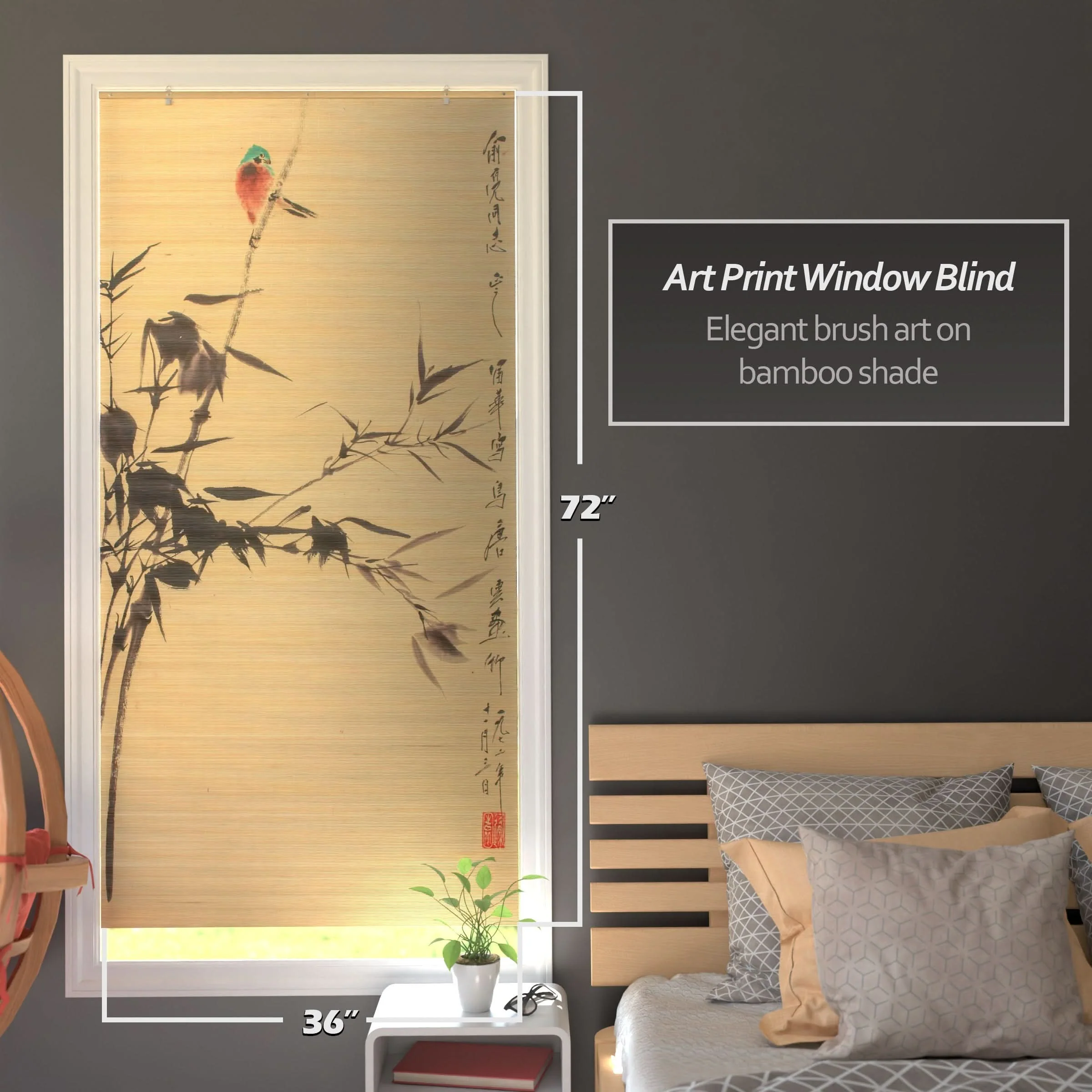 Nesting Birds Bamboo Window Shade Blind - Image 4