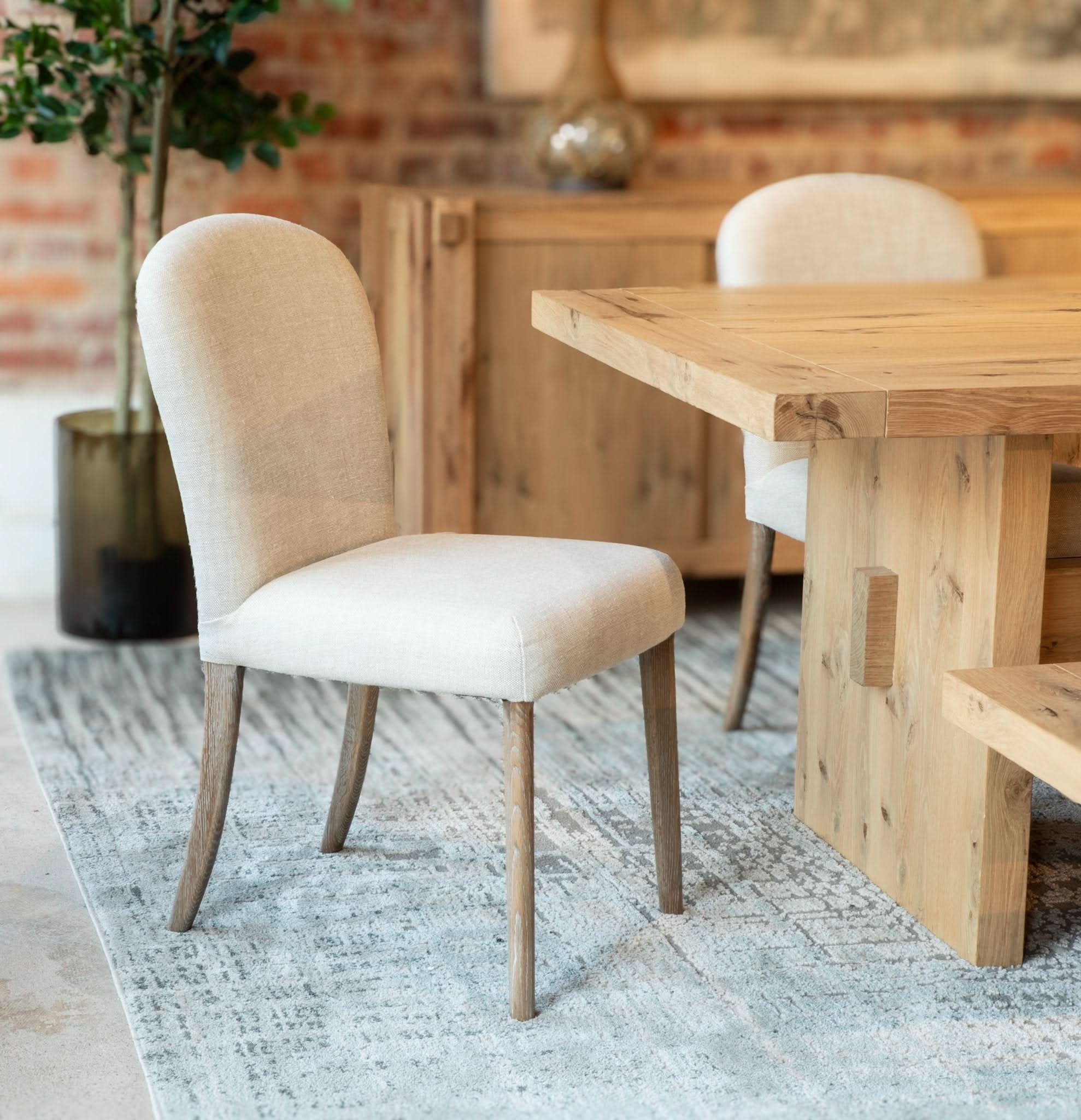 Olivia Casual Beige Linen Dining Chair - Image 3