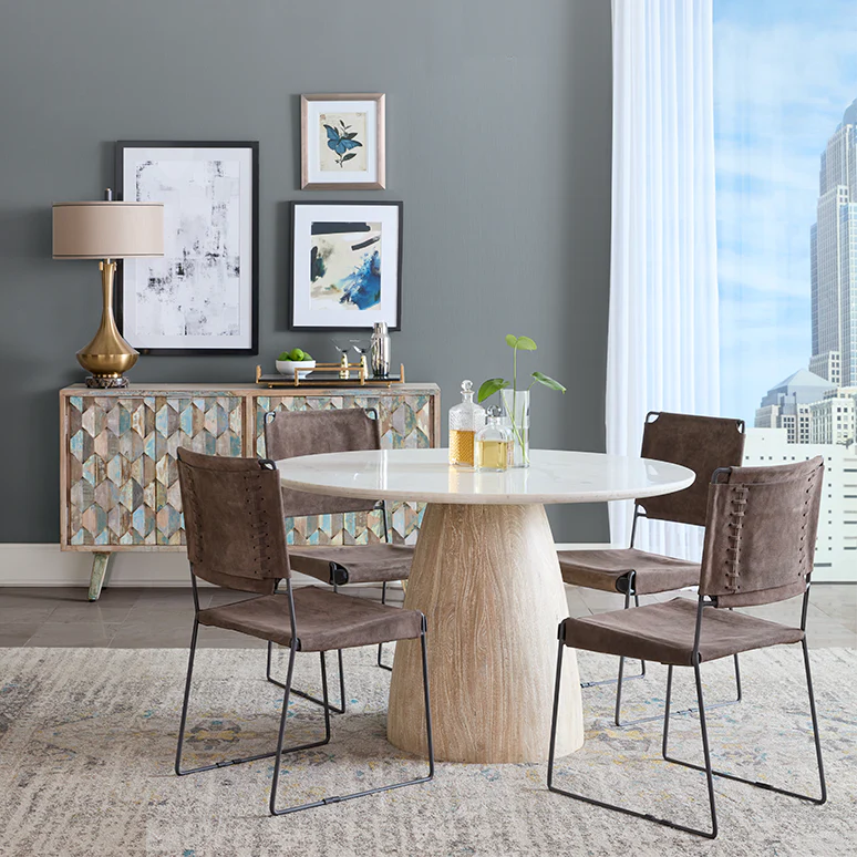 Palm Desert Dining Table with Modern Washed Wood Base - Image 4