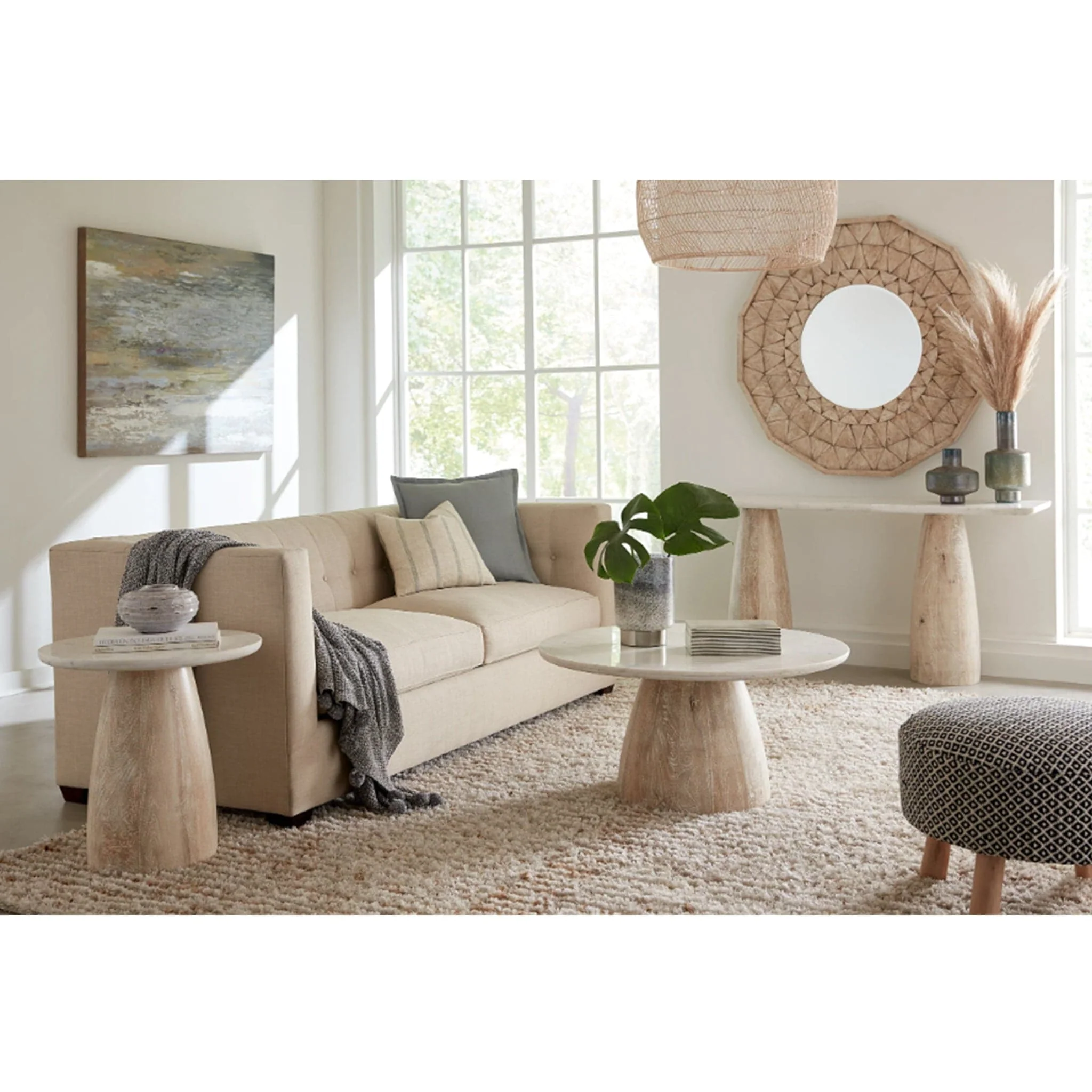 Palm Desert White Marble Round Side Table - Image 4