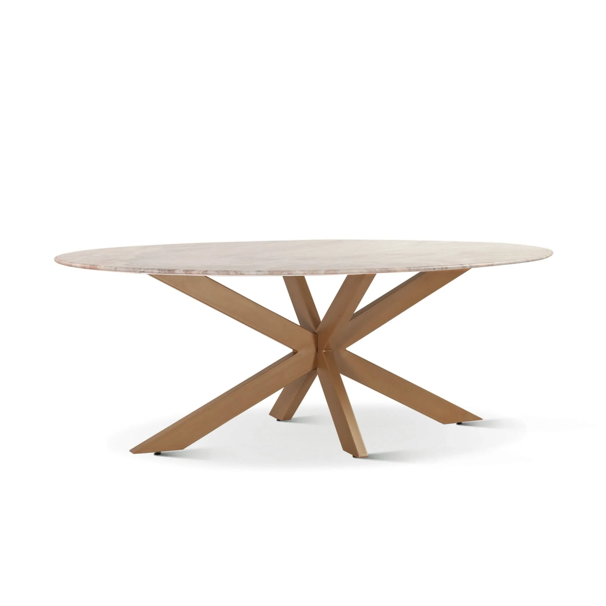 Pasadena Iron and Marble Oval Dining Table