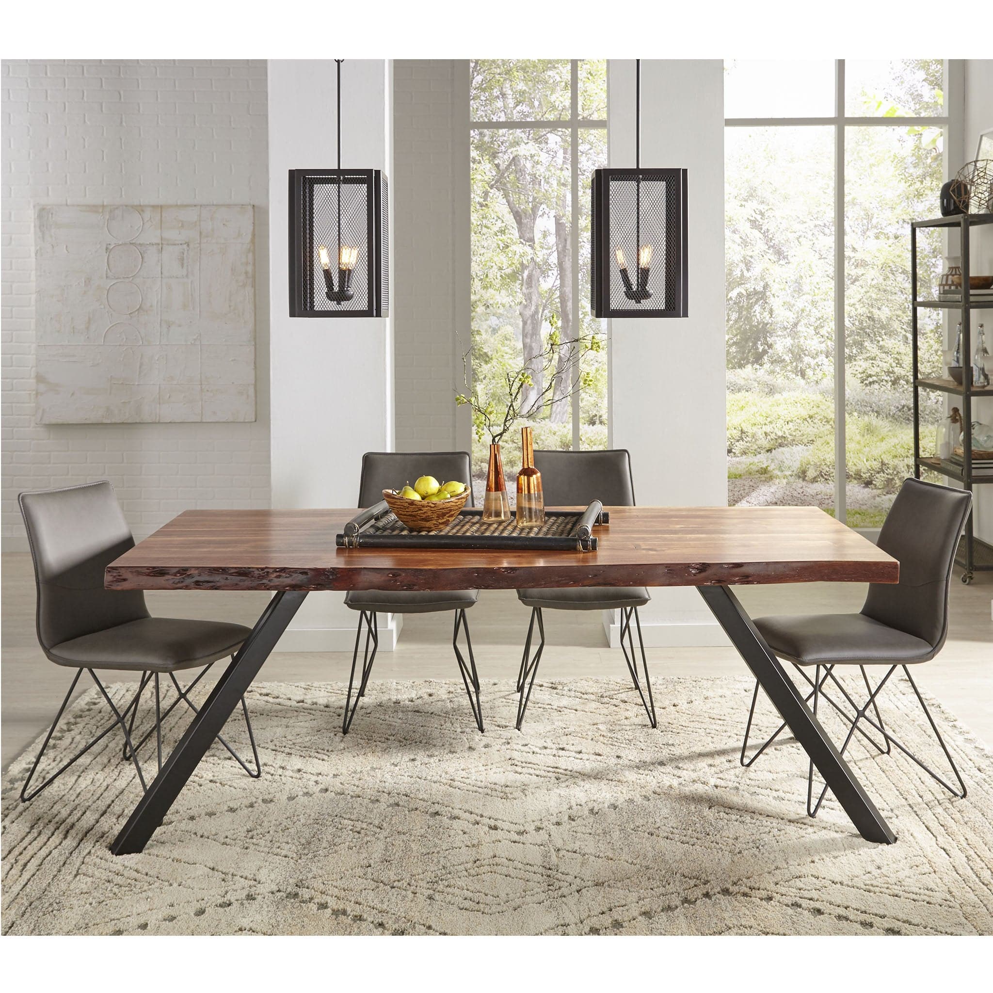 Reese Live Edge Solid Wood Metal Leg Dining Table in Natural Acacia - Image 4