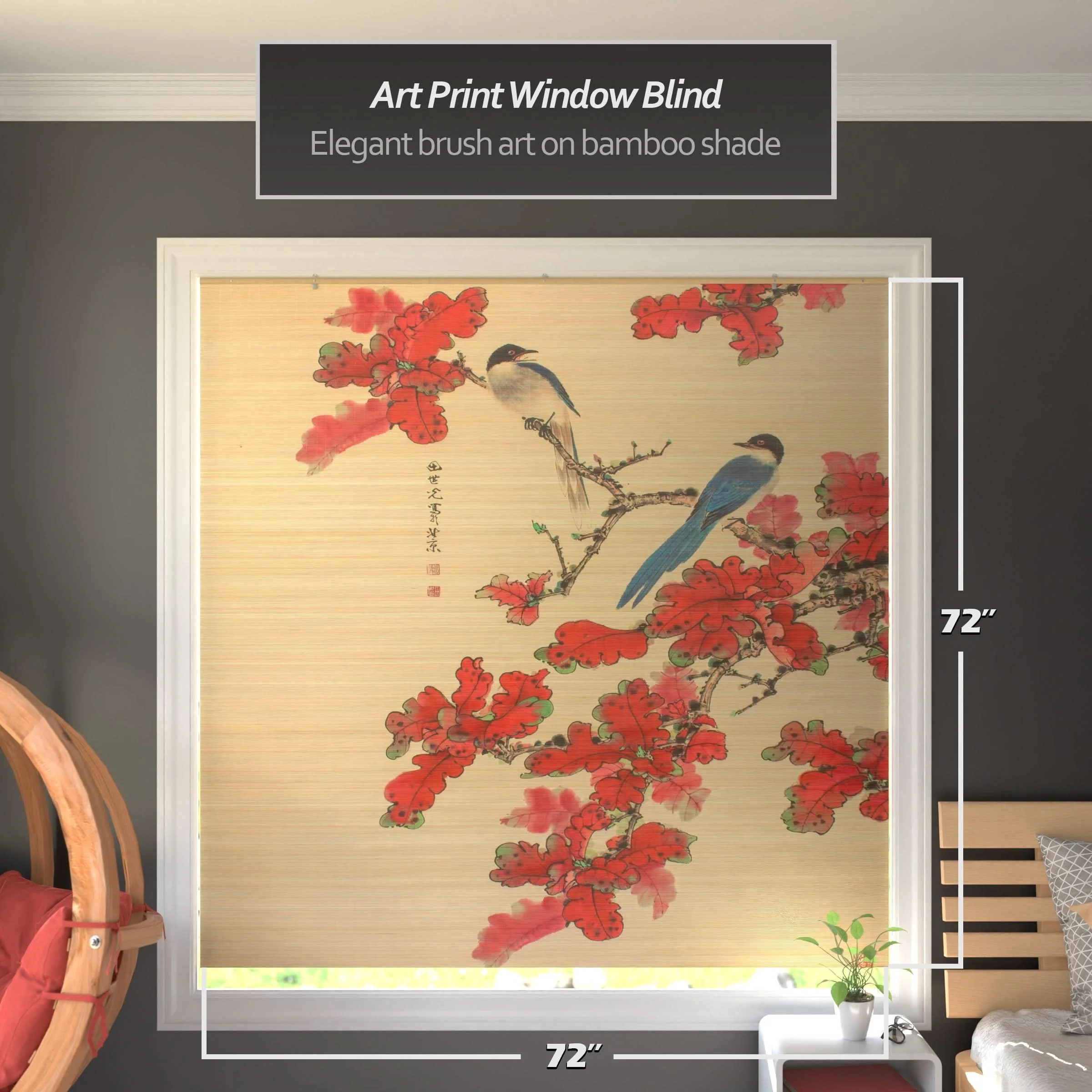 Roosting Bird Bamboo Window Shade Blind - Image 8