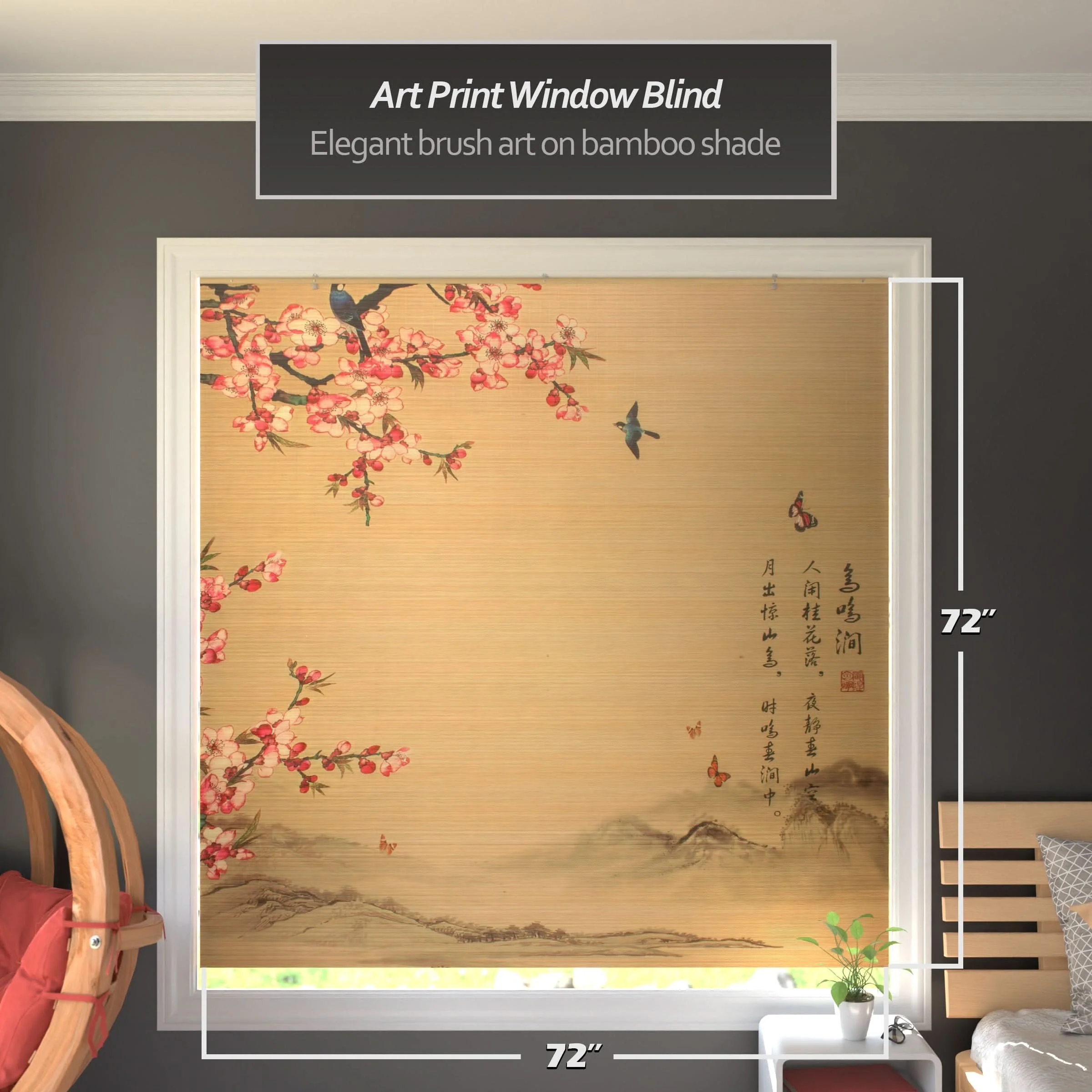 Sakura Blossom Bamboo Window Shade Blind - Image 8