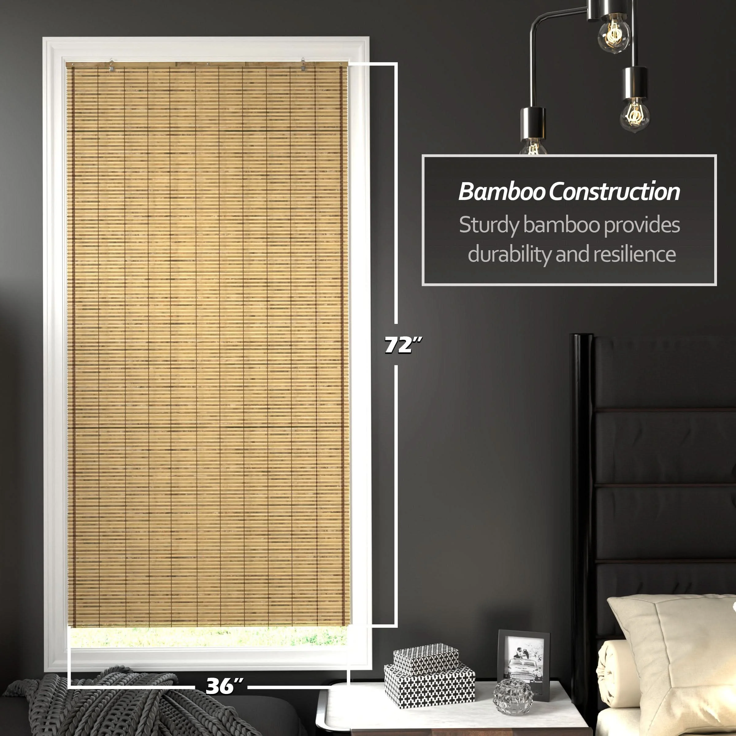 Tortoise Burnt Bamboo Cordless Window Shade - Image 11