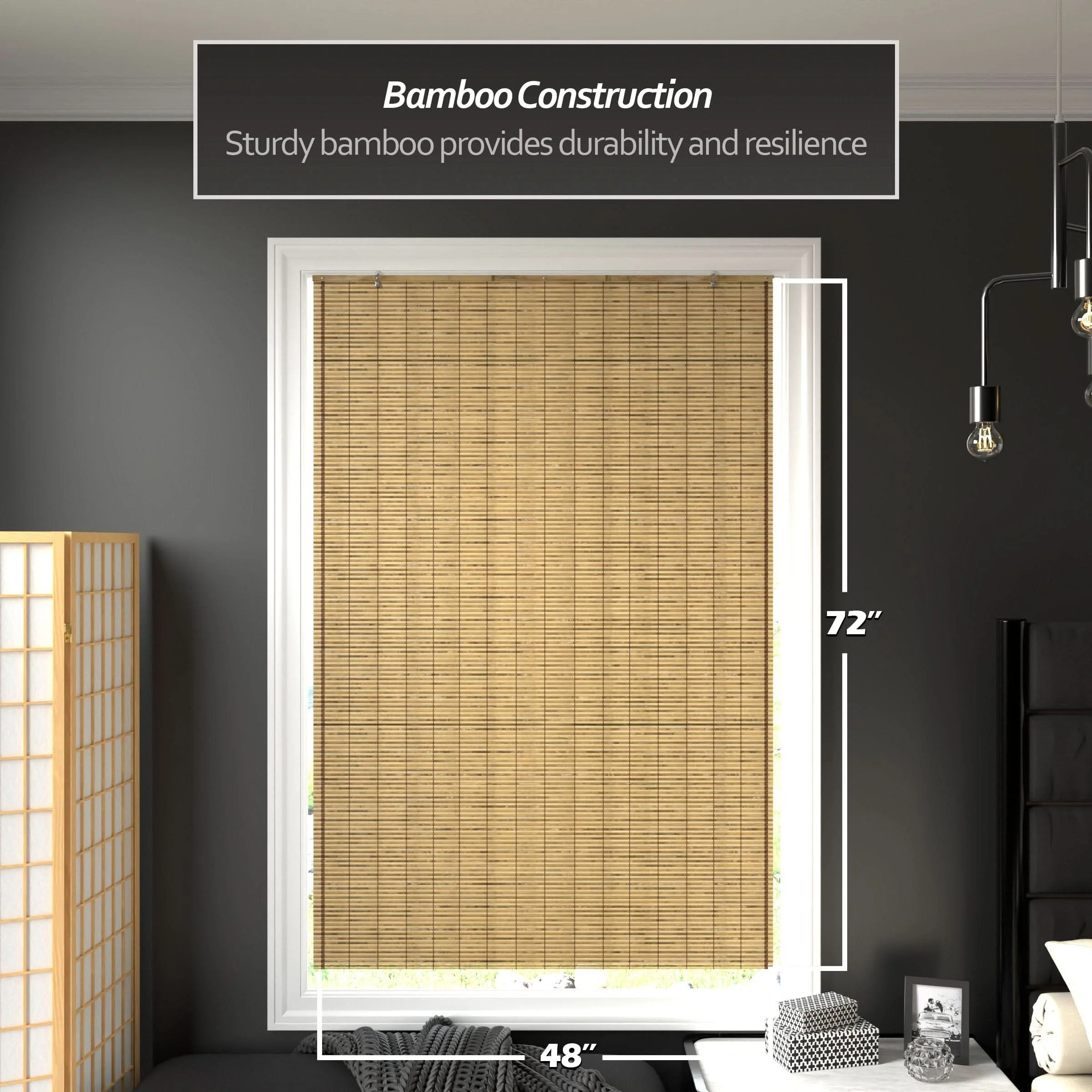 Tortoise Burnt Bamboo Cordless Window Shade - Image 13