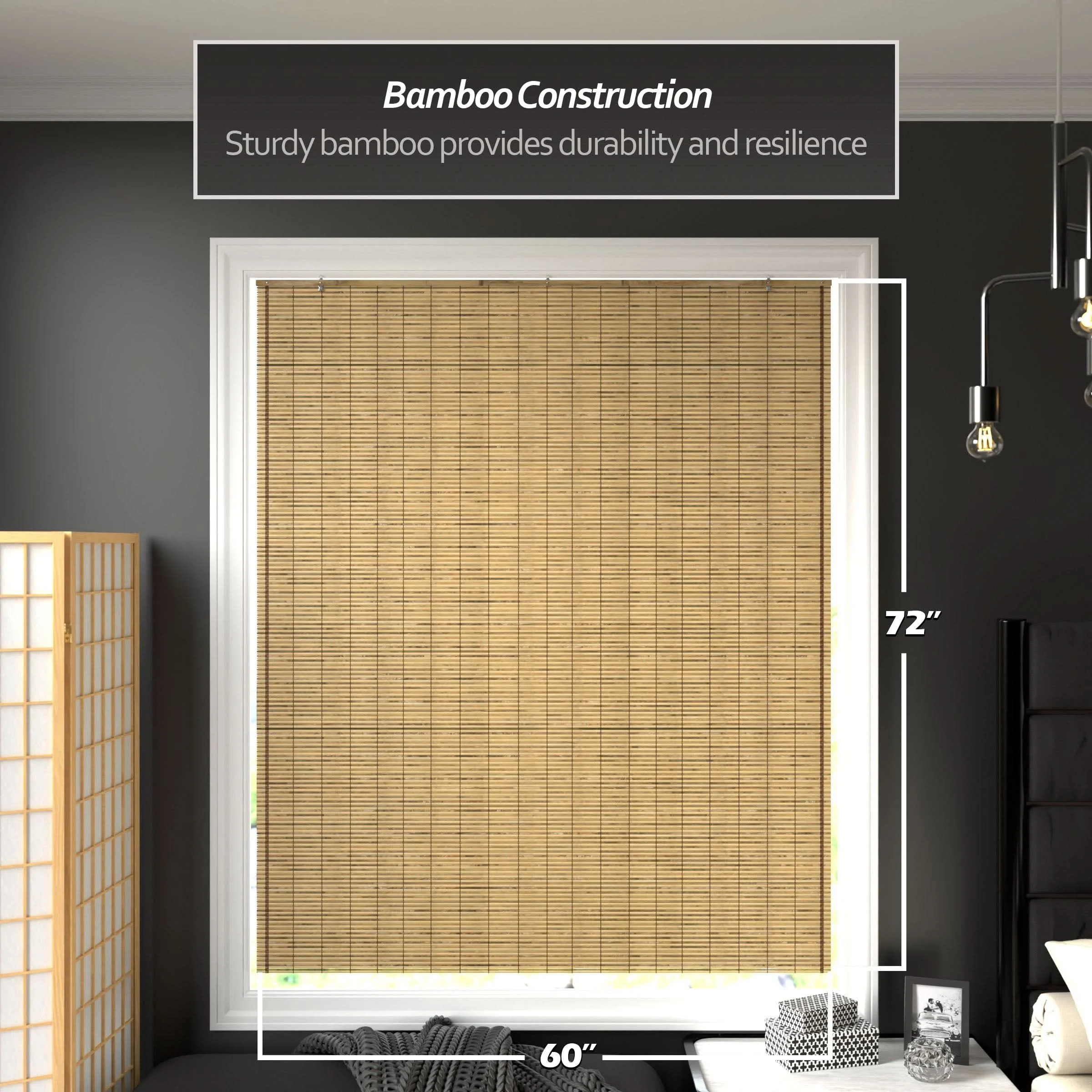 Tortoise Burnt Bamboo Cordless Window Shade - Image 17