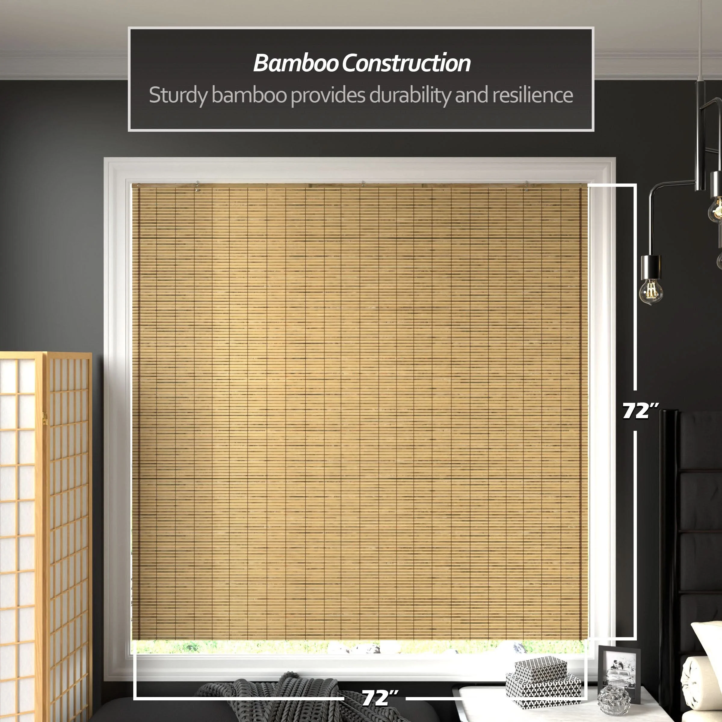 Tortoise Burnt Bamboo Cordless Window Shade - Image 20