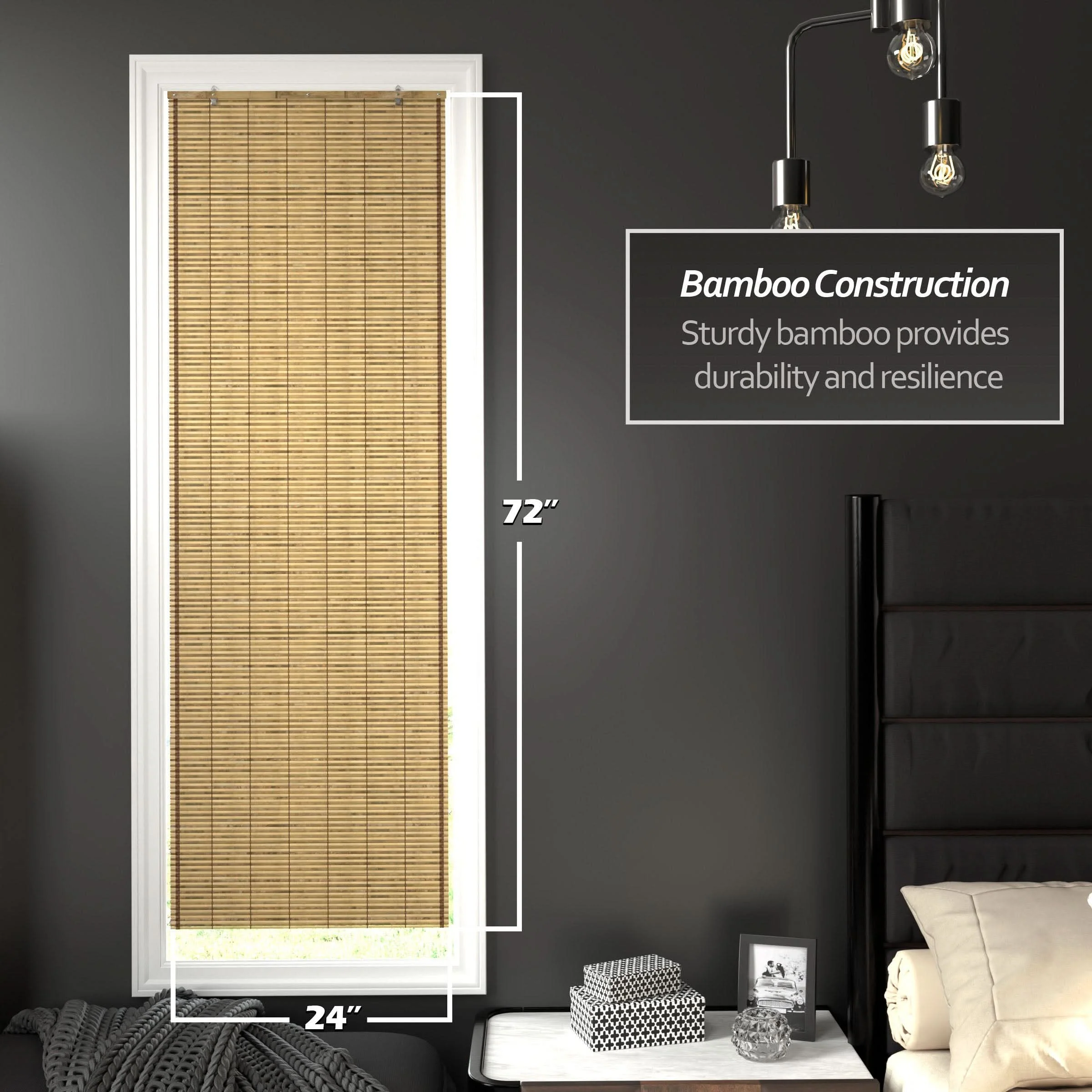 Tortoise Burnt Bamboo Cordless Window Shade - Image 7