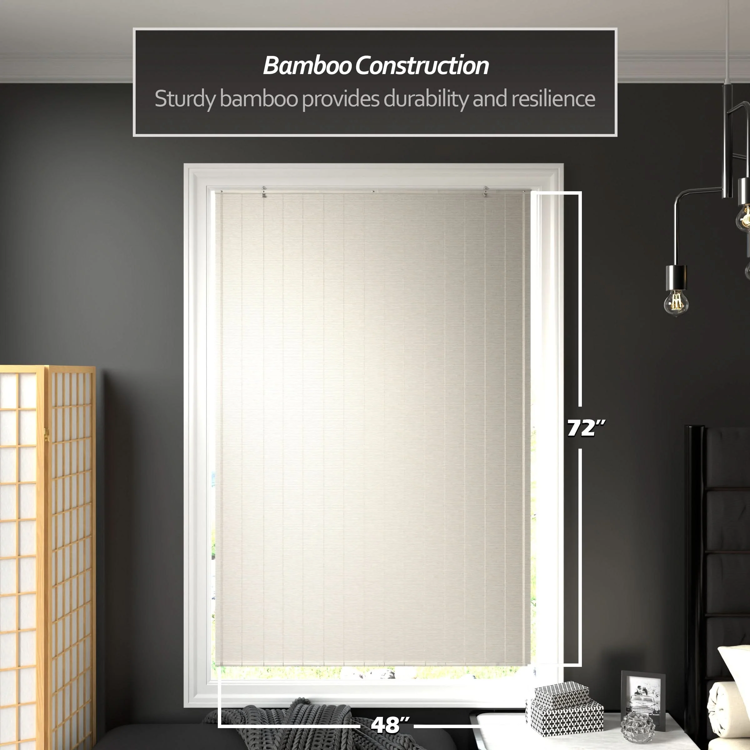 White Bamboo Window Shade Blind - Image 15