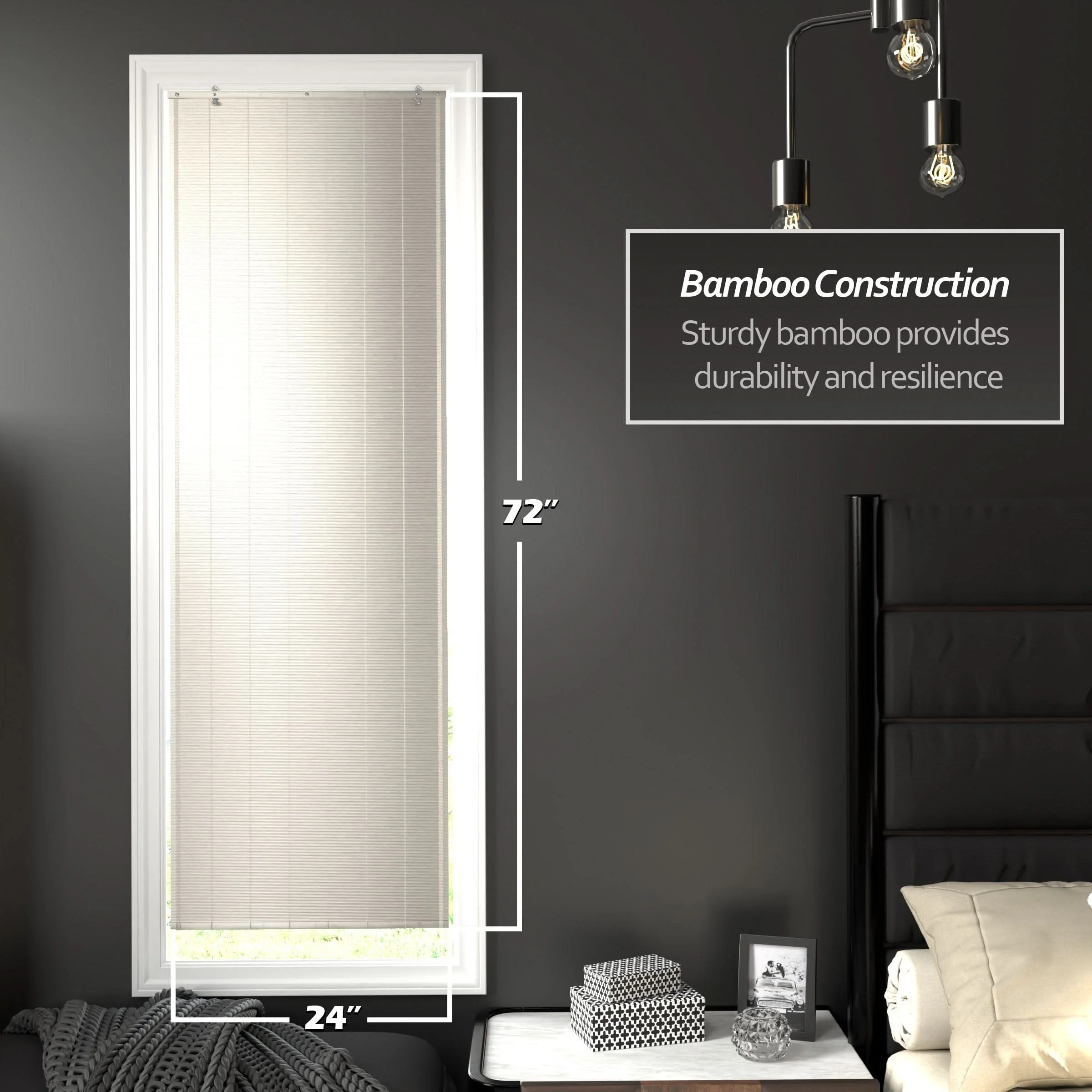 White Bamboo Window Shade Blind - Image 7